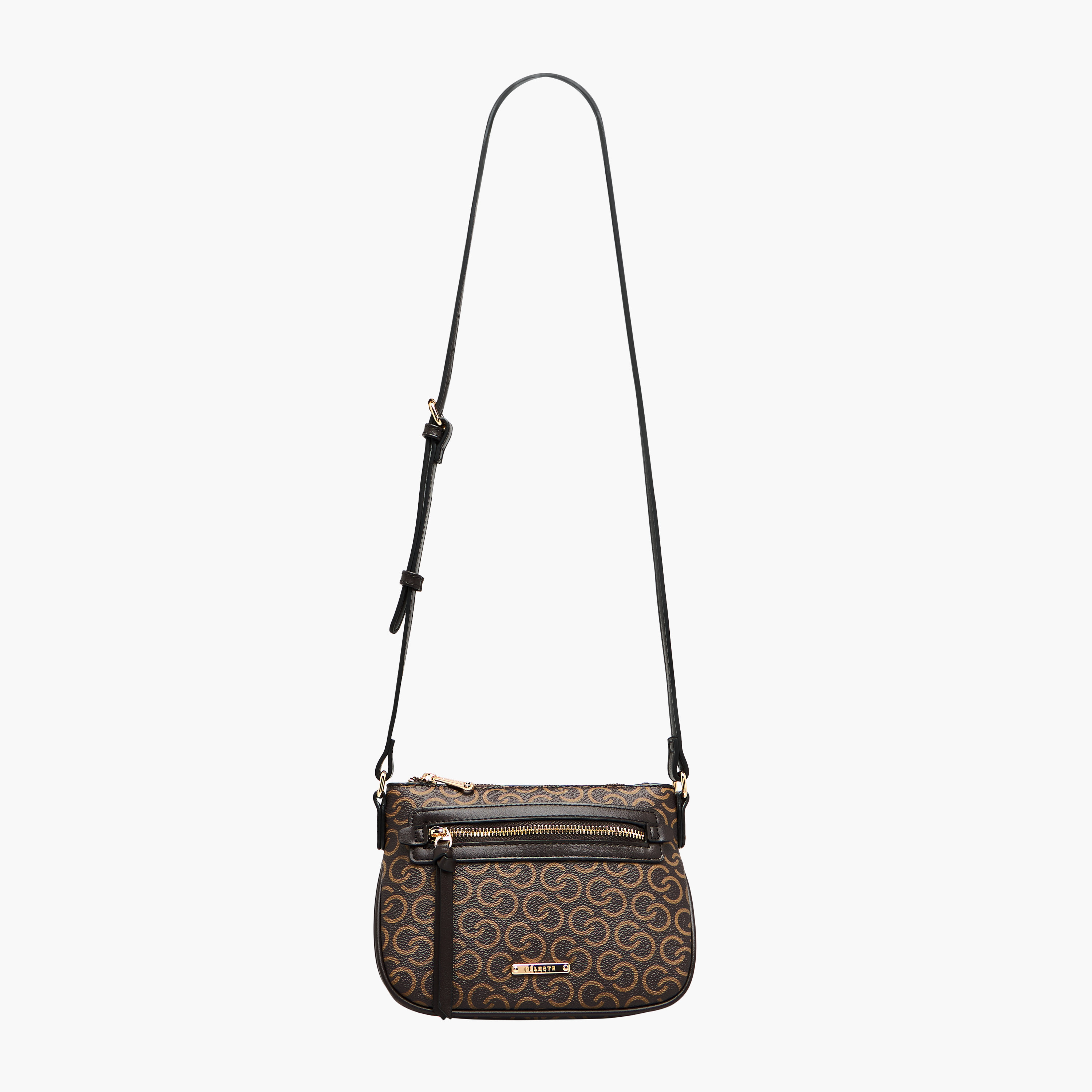 شنطة كروس بودي بطبعات مونوجرام وحزام قابل للتعديل وسحاب إغلاق من سيليست-women-bagsandwallets-handbags-image-3