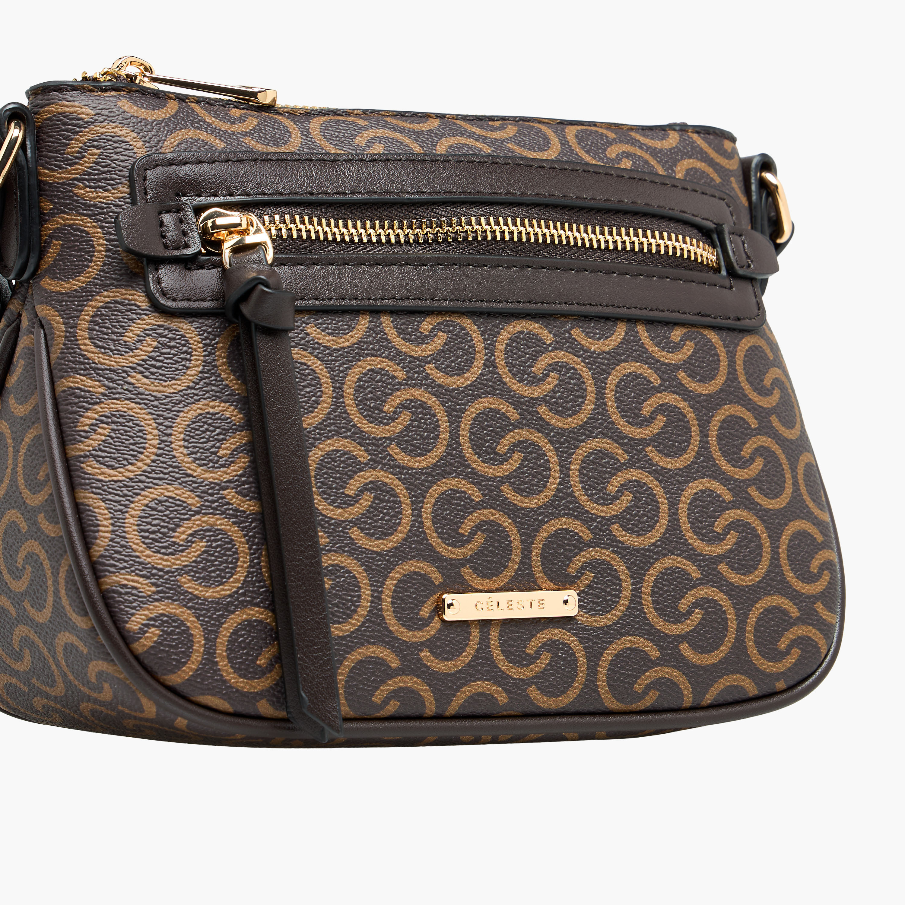 شنطة كروس بودي بطبعات مونوجرام وحزام قابل للتعديل وسحاب إغلاق من سيليست-women-bagsandwallets-handbags-image-5