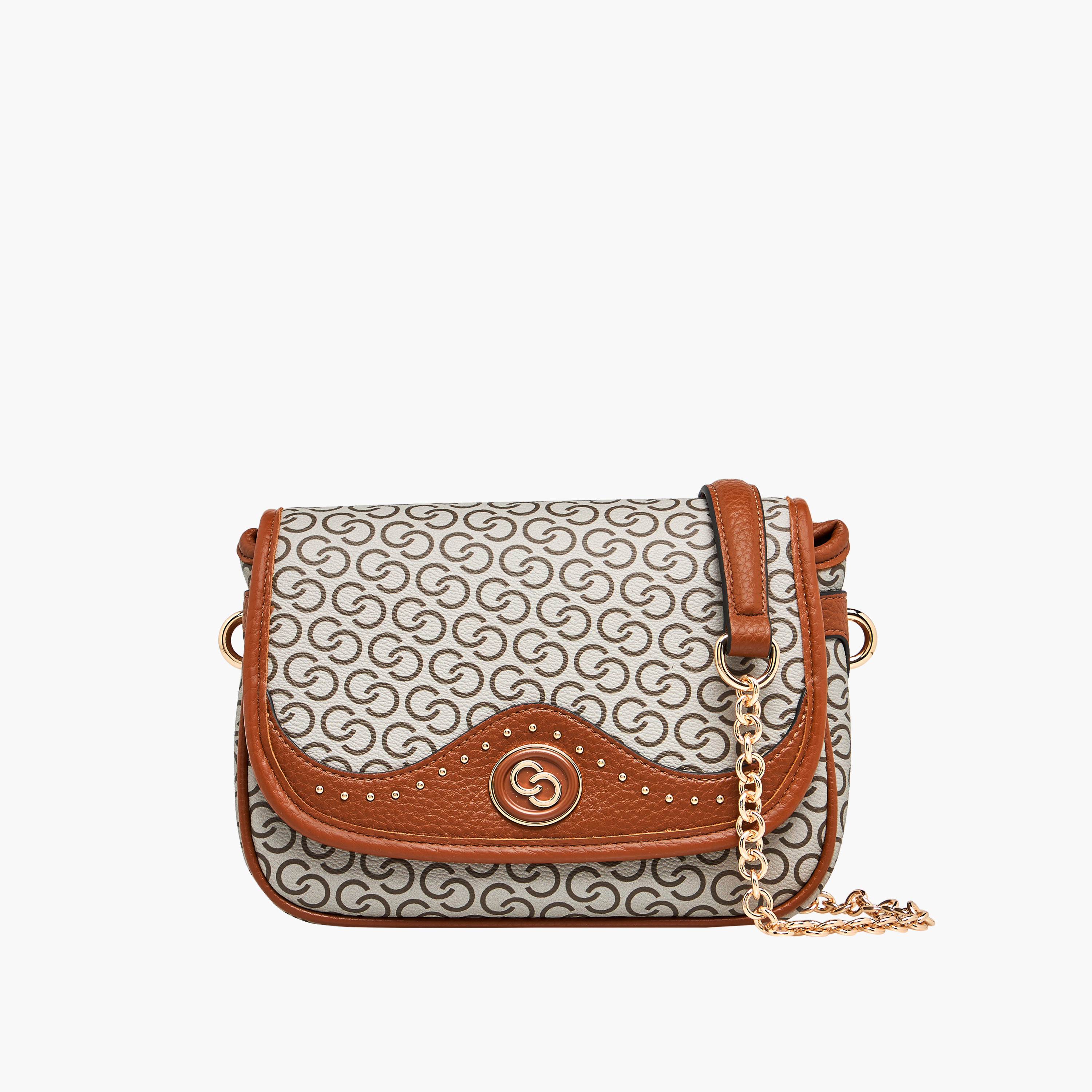 Celeste Monogram Print Shoulder Bag with Chain Strap-women-bagsandwallets-handbags-image-1