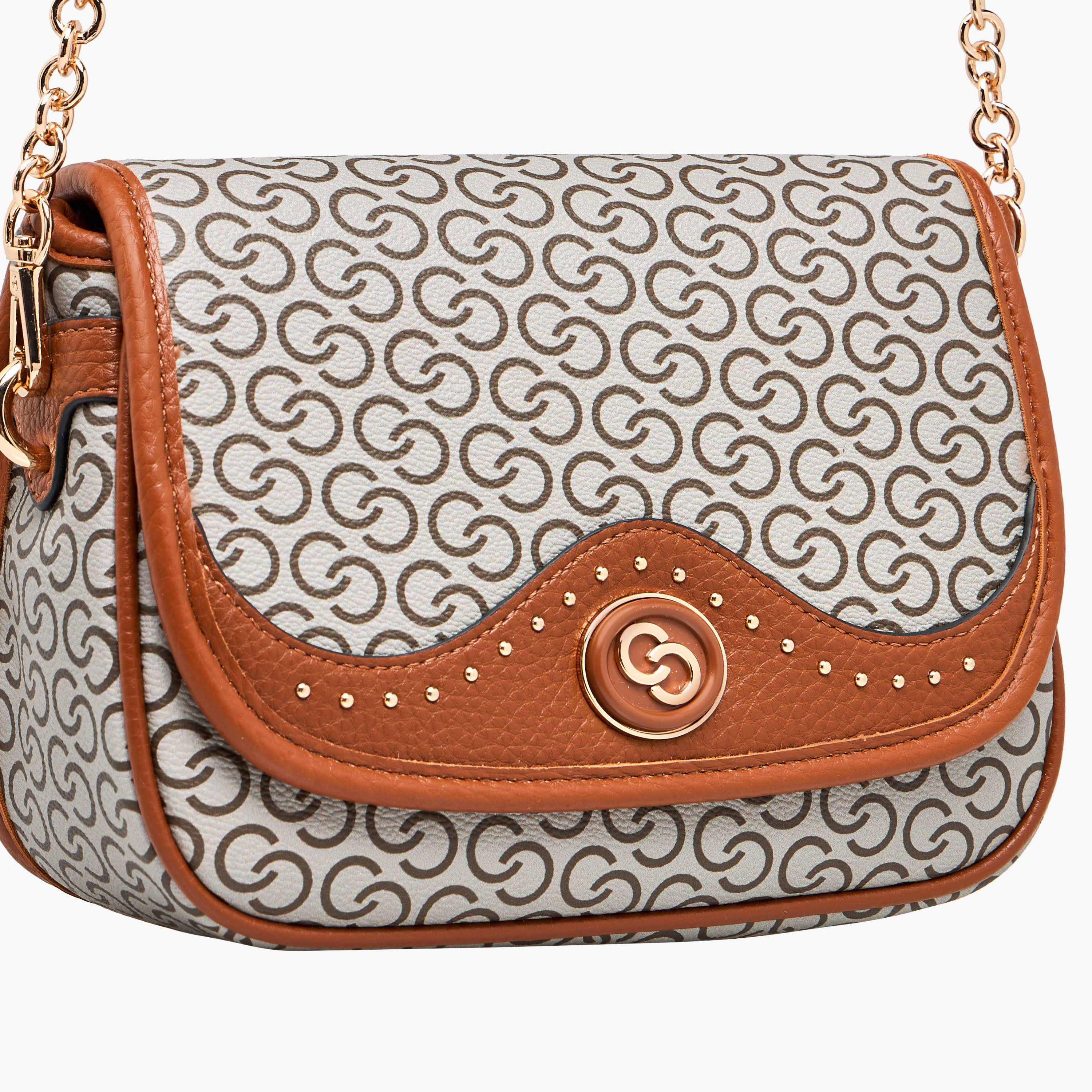 Celeste Monogram Print Shoulder Bag with Chain Strap-women-bagsandwallets-handbags-image-5