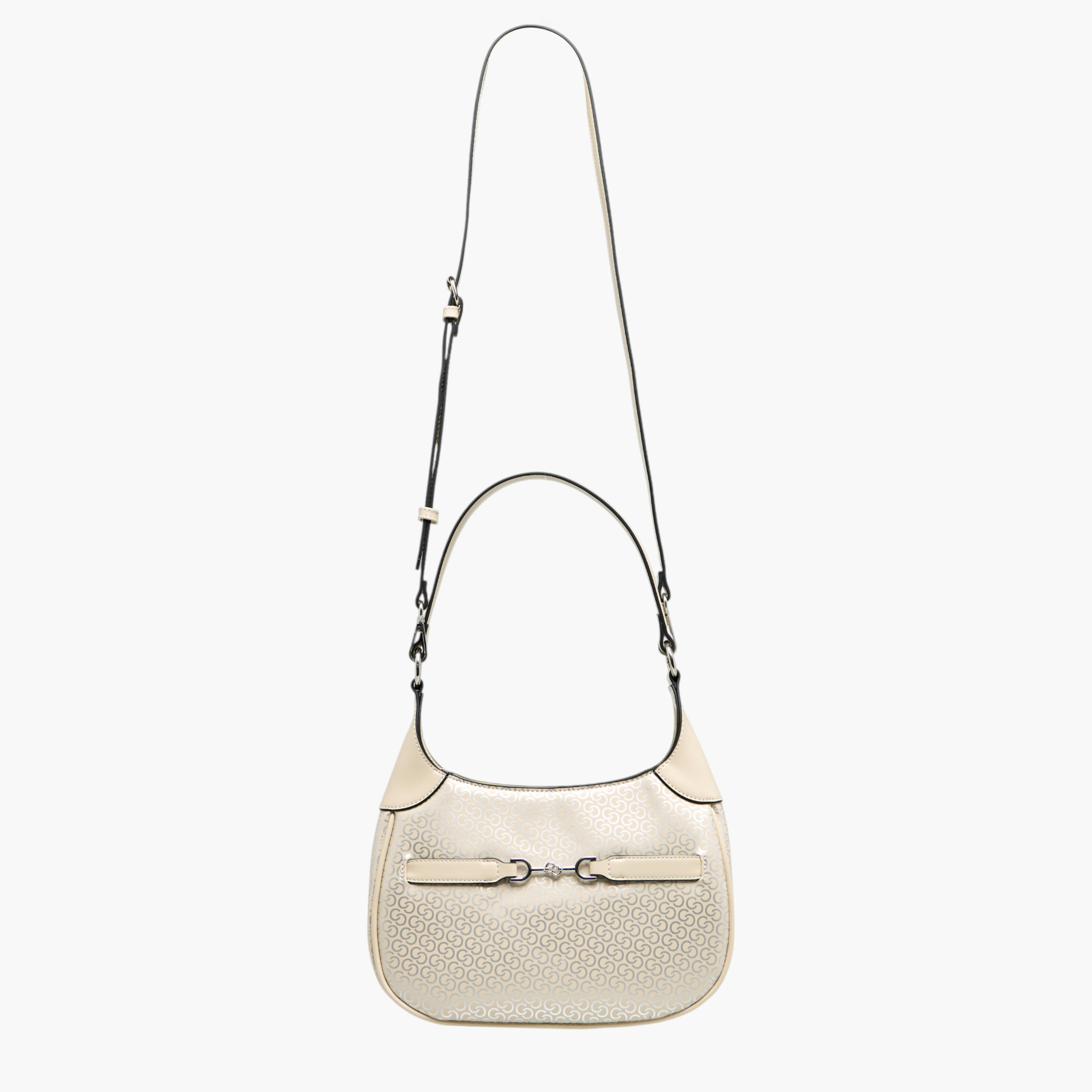 Celeste Monogram Print Shoulder Bag with Adjustable Strap and Zip Closure-women-bagsandwallets-handbags-image-4
