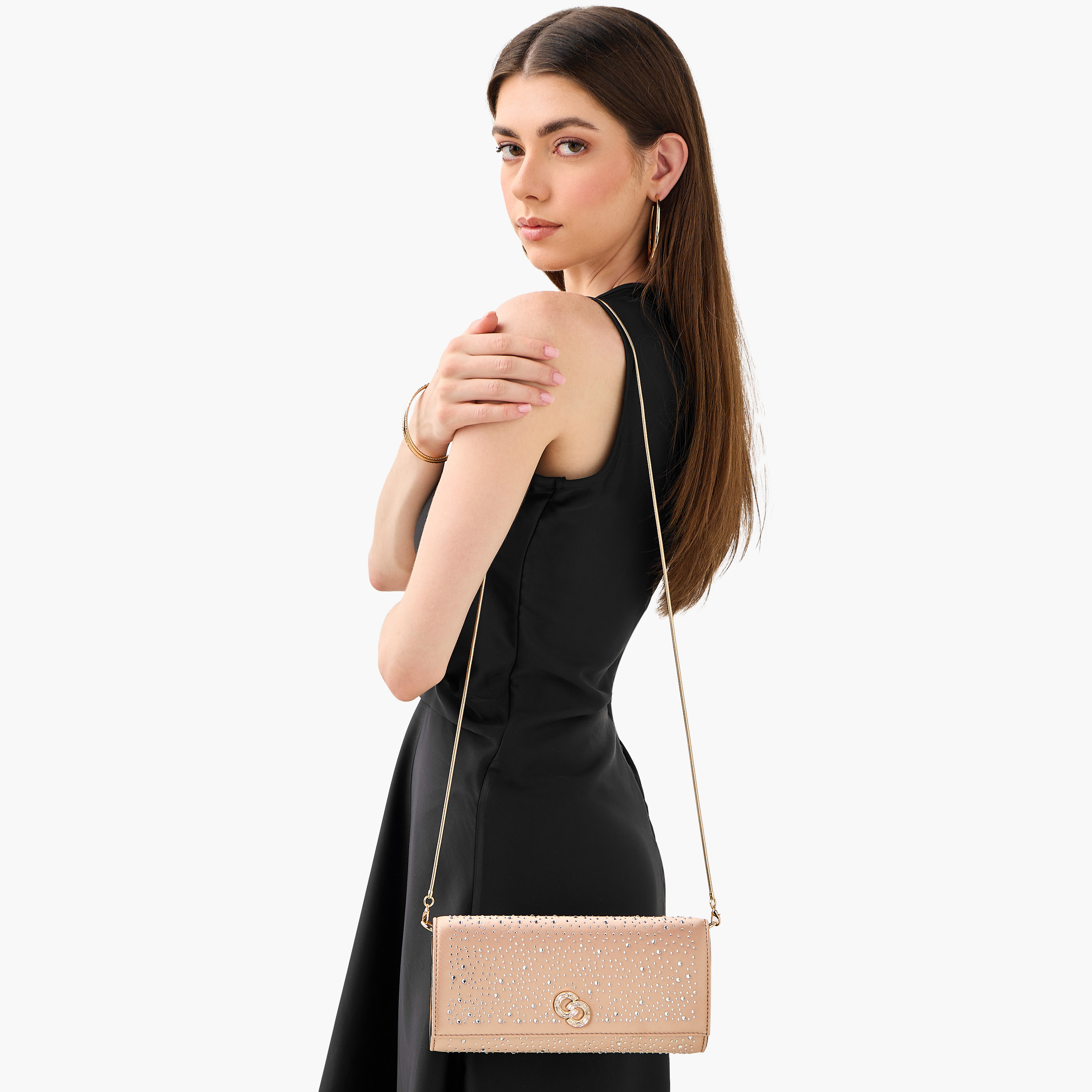 Celeste Embellished Crossbody  Bag with Chain Strap and Button Closure-women-bagsandwallets-handbags-image-2