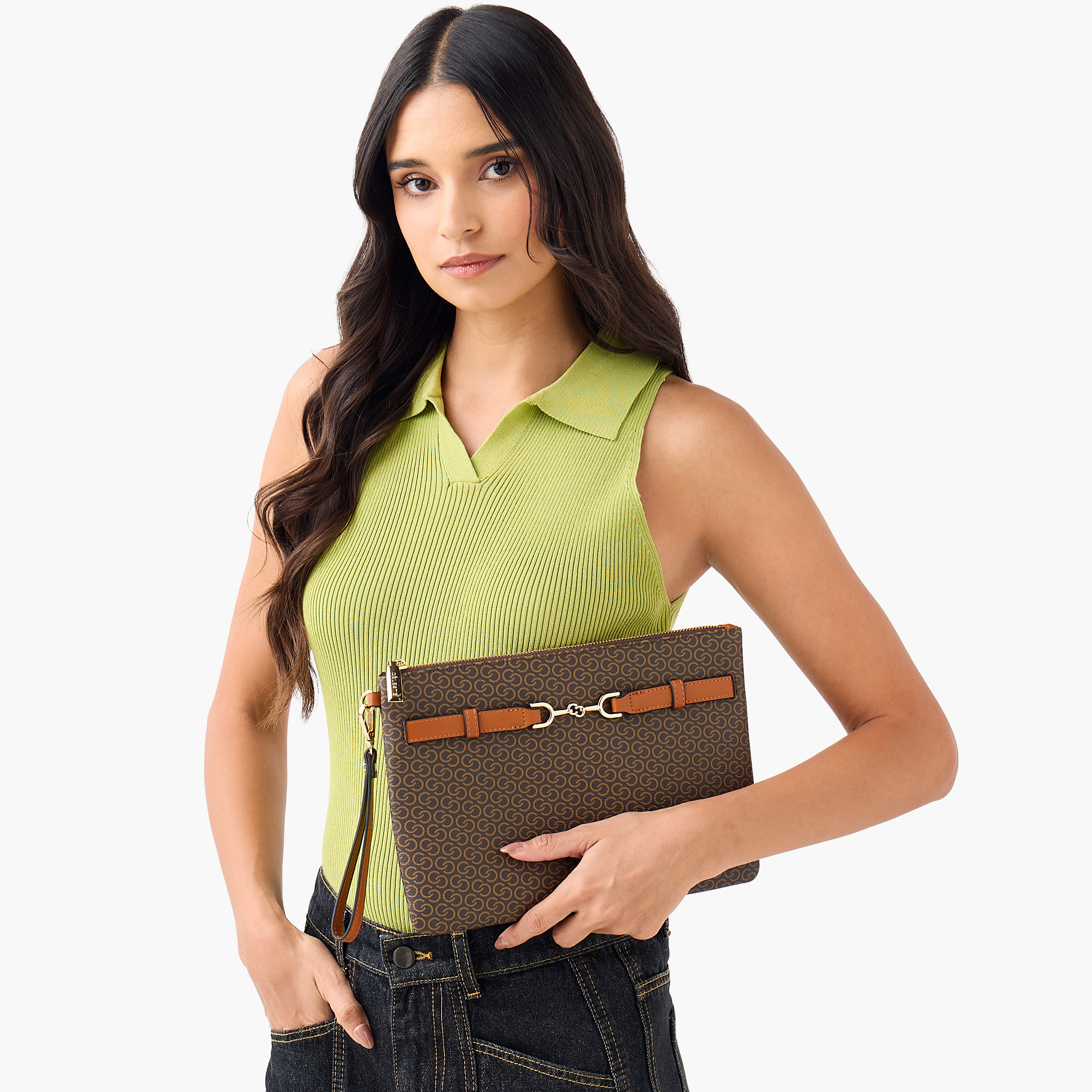 Celeste Monogram Print Clutch with Zip Closure-women-bagsandwallets-handbags-image-2