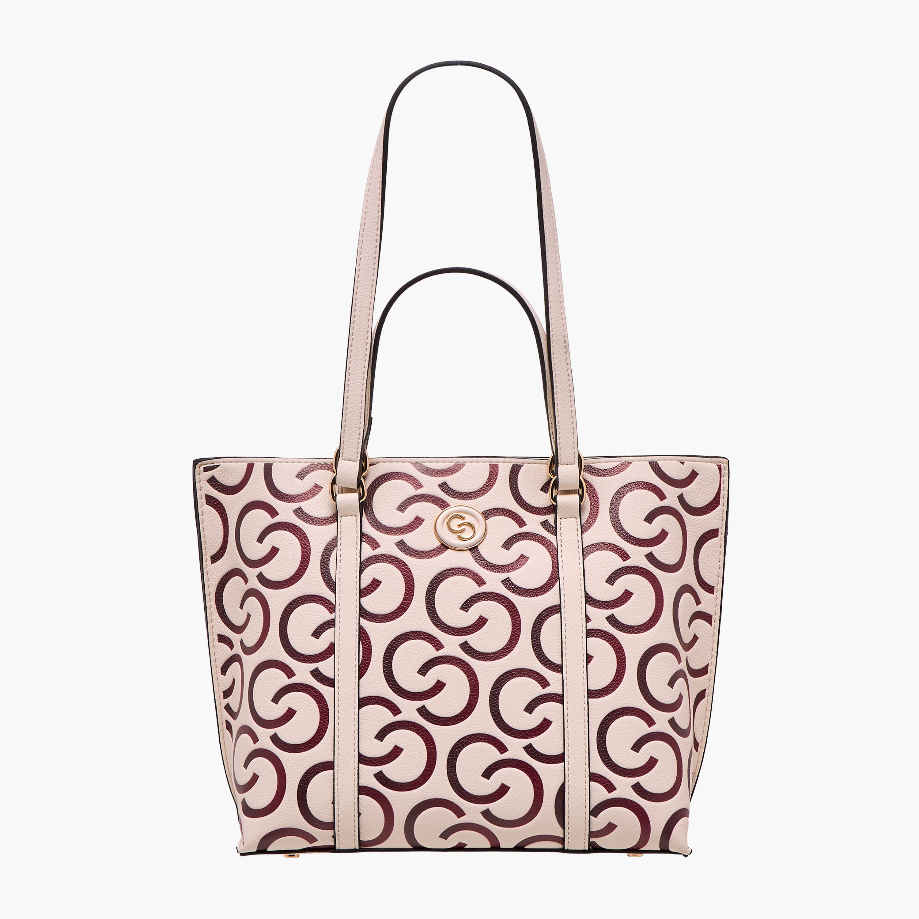 شنطة توتي بارزة الملمس بمقبض مزدوج وسحاب إغلاق ونقوش مونوجرام من سيليست-women-bagsandwallets-handbags-image-1