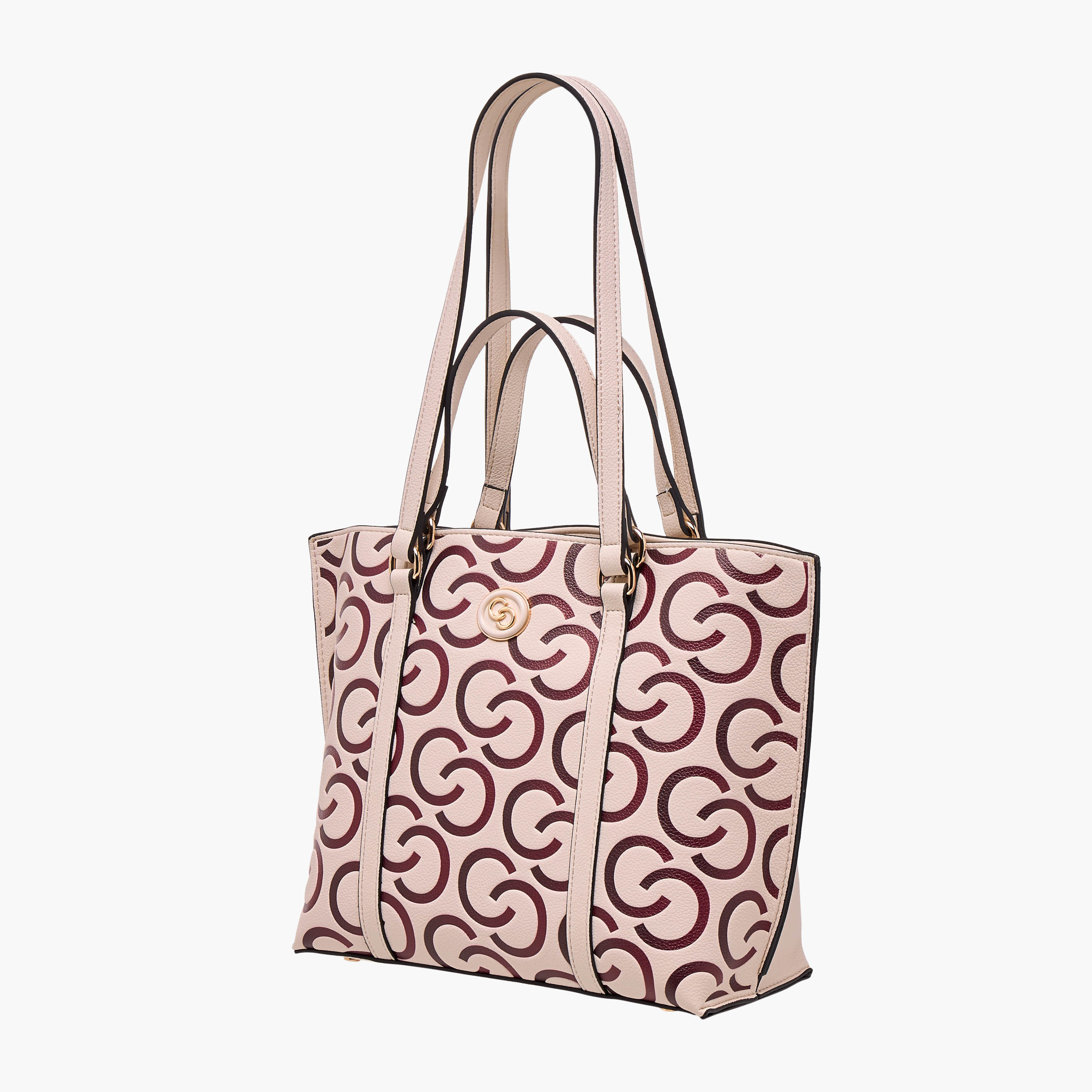 شنطة توتي بارزة الملمس بمقبض مزدوج وسحاب إغلاق ونقوش مونوجرام من سيليست-women-bagsandwallets-handbags-image-3