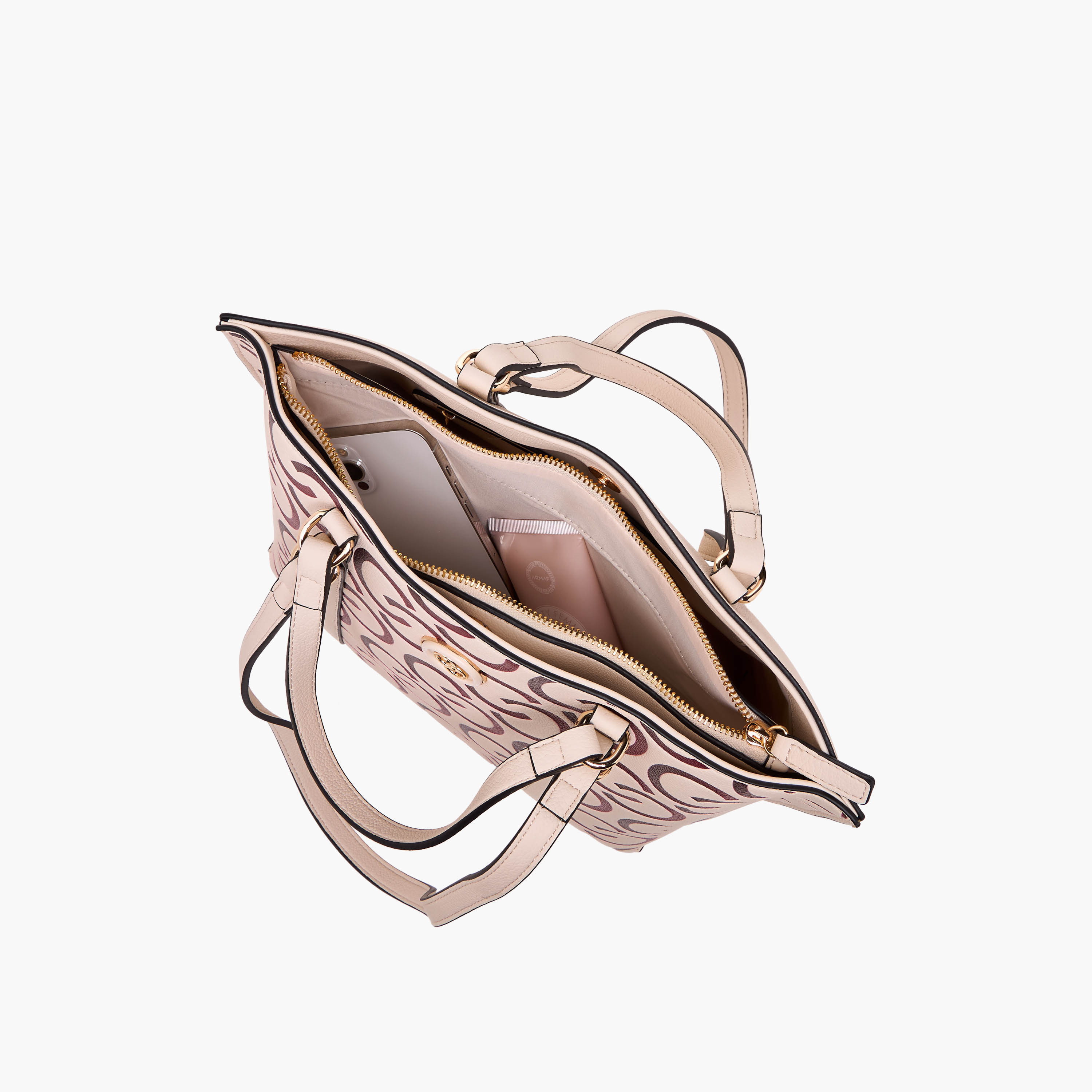 شنطة توتي بارزة الملمس بمقبض مزدوج وسحاب إغلاق ونقوش مونوجرام من سيليست-women-bagsandwallets-handbags-image-8