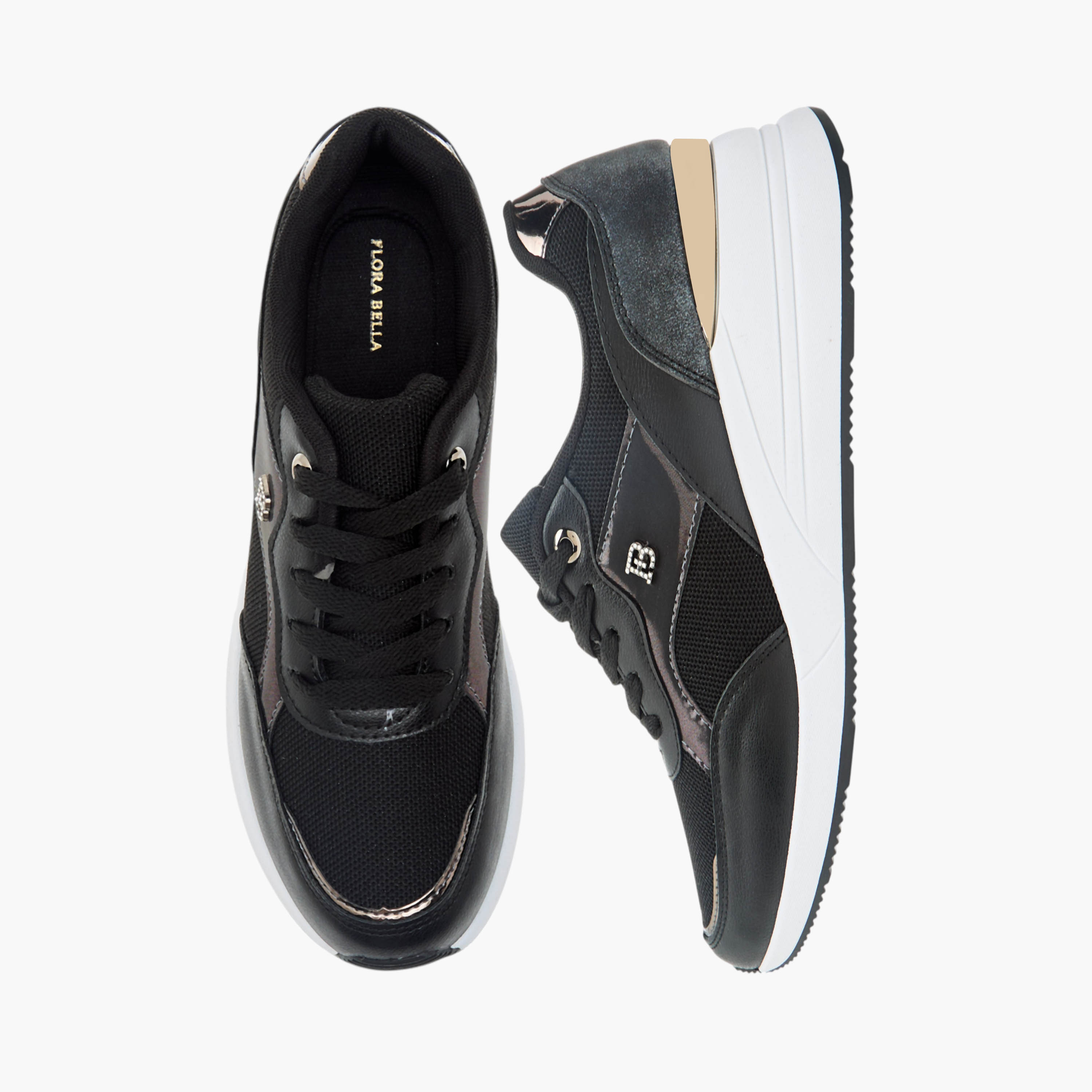 Flora Bella Panelled Sneakers with Lace-Up Closure-women-shoes-sneakers-image-1