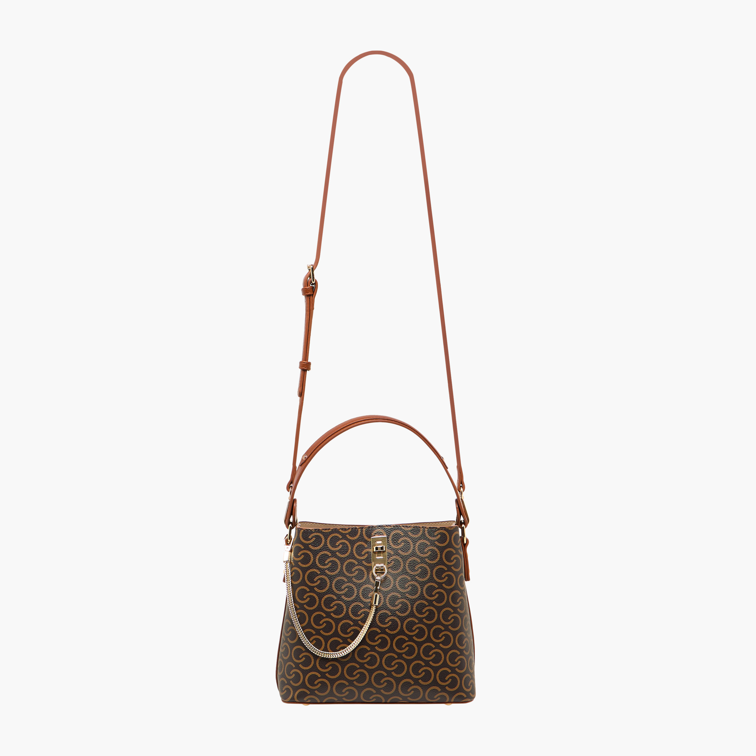 Celeste Monogram Print Shoulder Bag with Zip Closure-women-bagsandwallets-handbags-image-4
