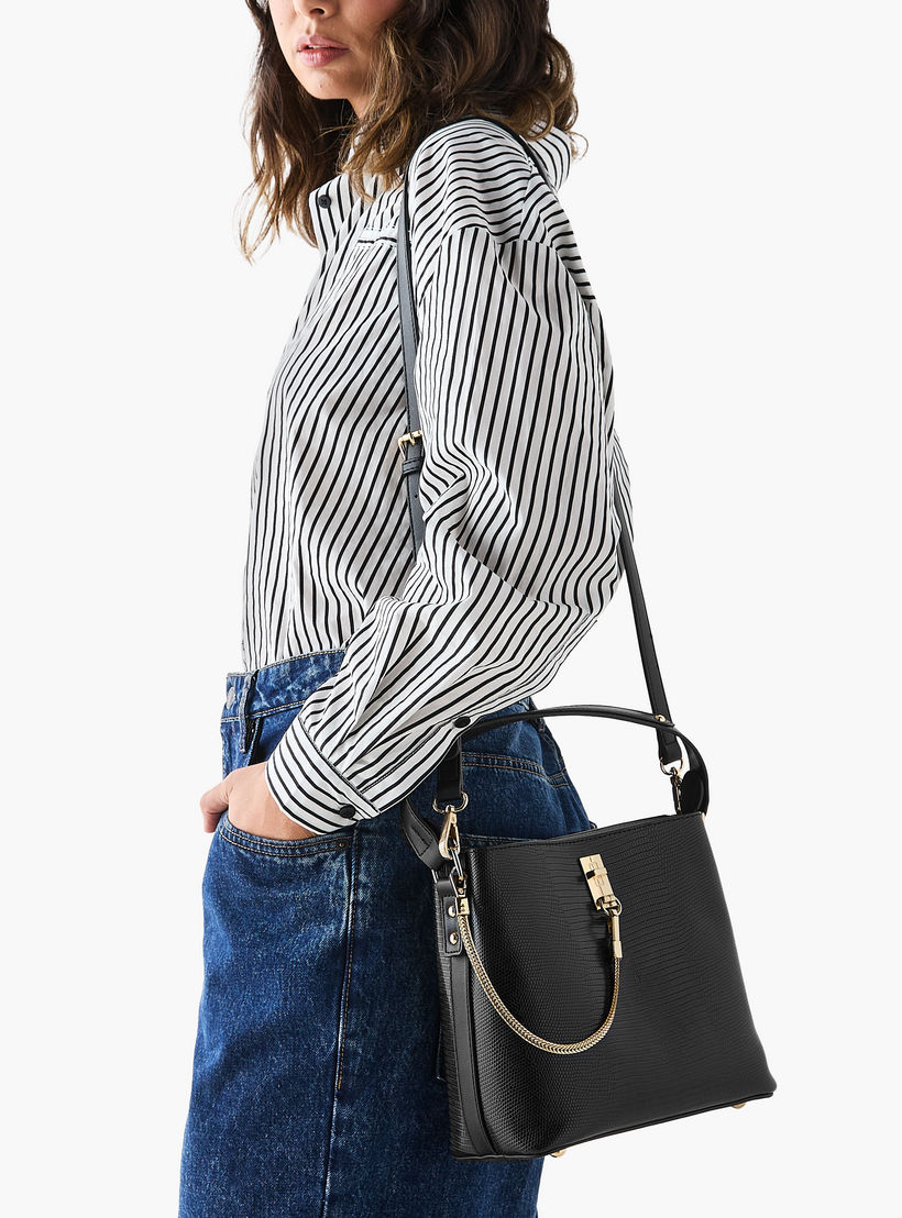 Celeste Textured Shoulder Bag with Zip Closure-women-bagsandwallets-handbags-image-4