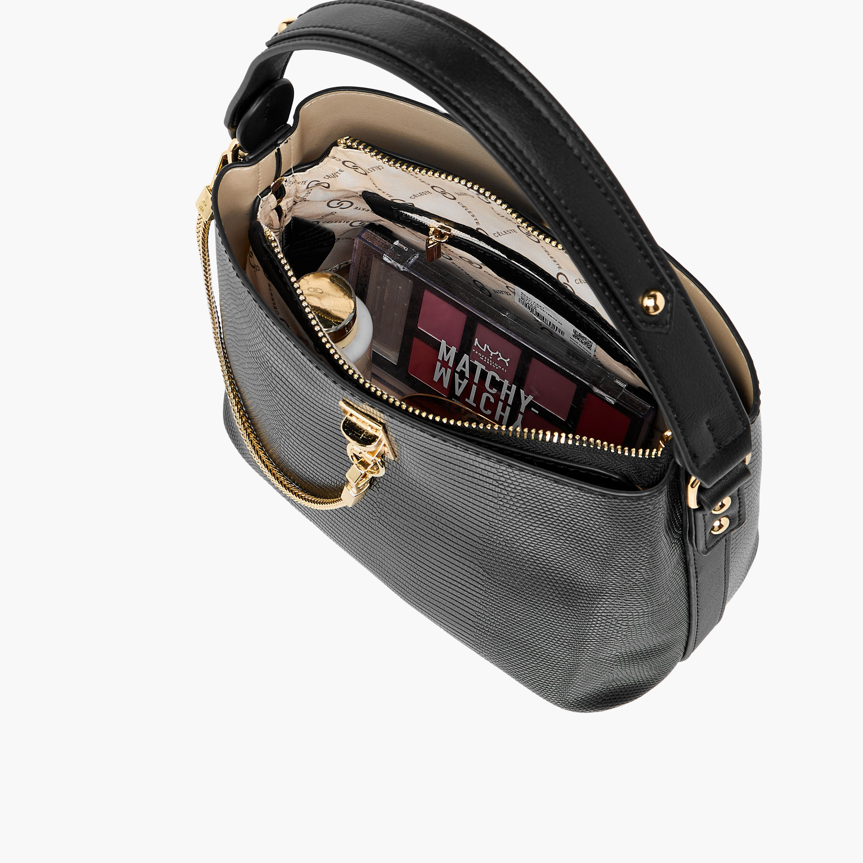 Celeste Textured Shoulder Bag with Zip Closure-women-bagsandwallets-handbags-image-9