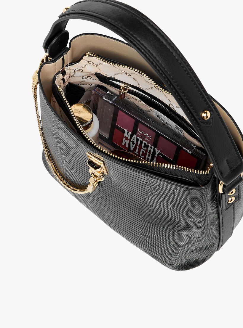 Celeste Textured Shoulder Bag with Zip Closure-women-bagsandwallets-handbags-image-9