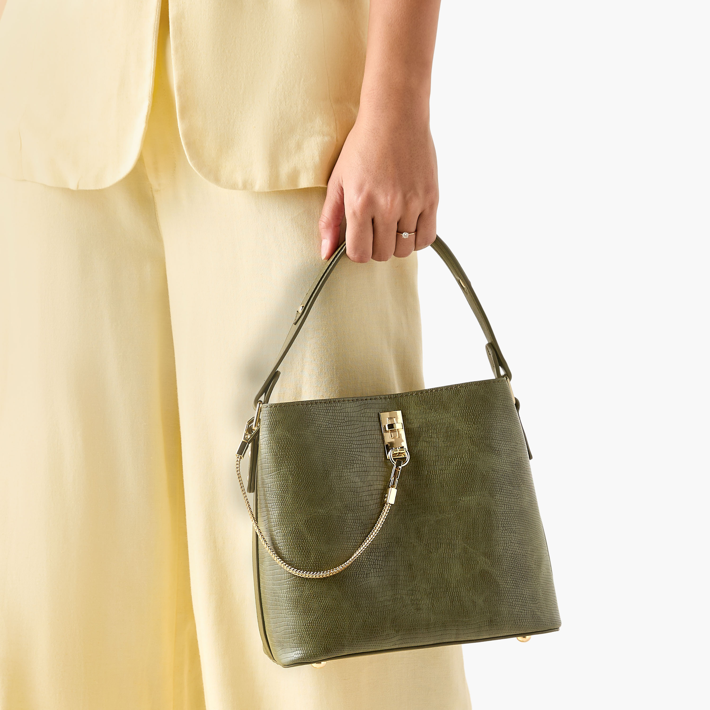 Celeste Textured Shoulder Bag with Zip Closure-women-bagsandwallets-handbags-image-2