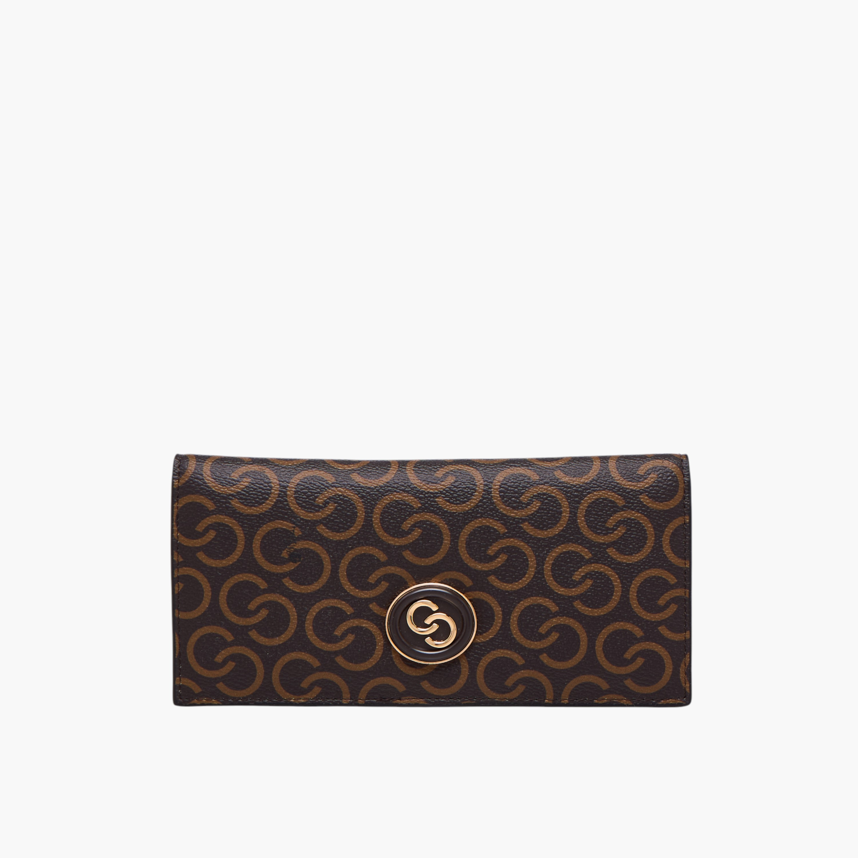 Celeste Monogram Print Bi-Fold Wallet with Snap Button Closure-women-bagsandwallets-wallets-image-1