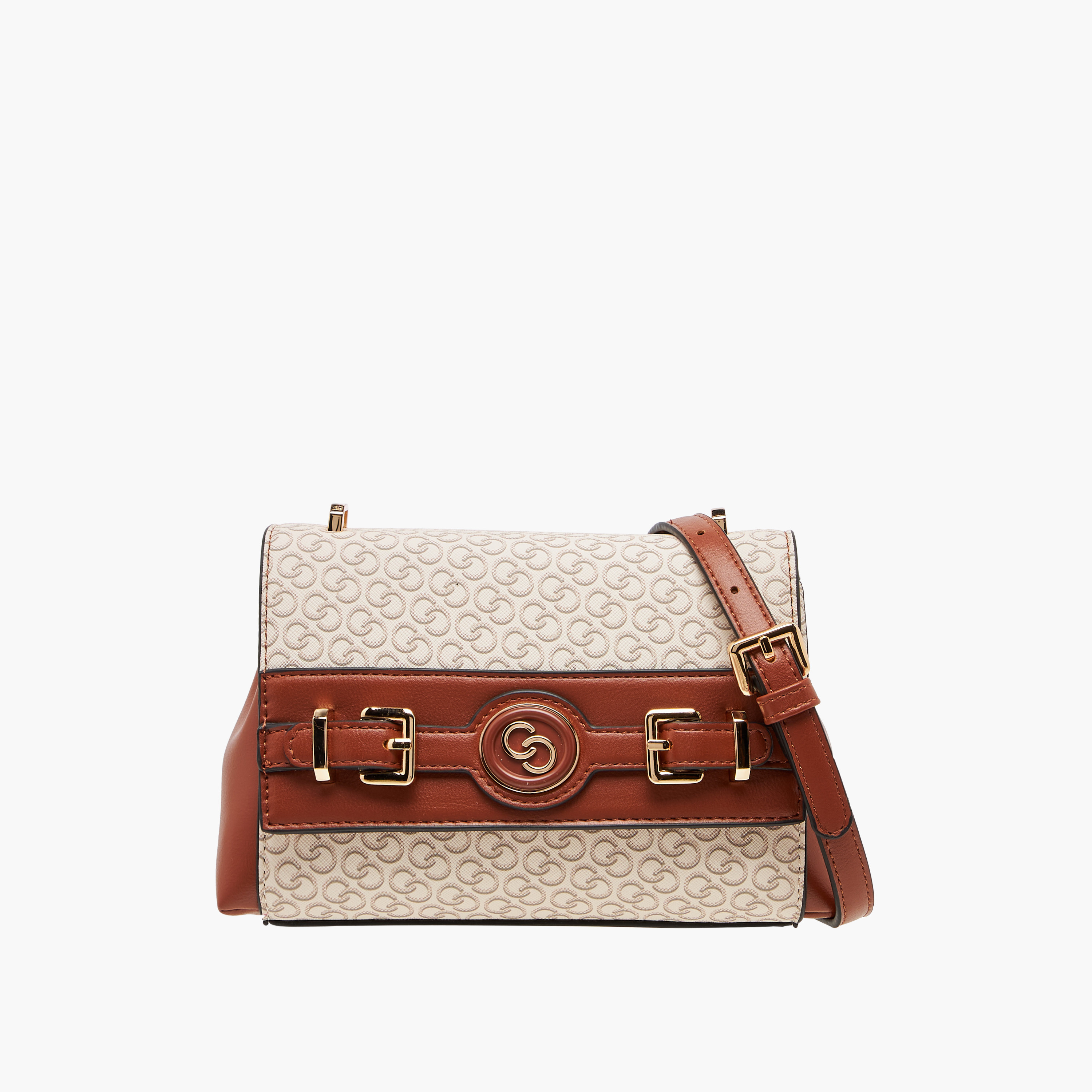 Celeste Monogram Print Crossbody Bag with Adjustable Strap and Button Closure-women-bagsandwallets-handbags-image-1