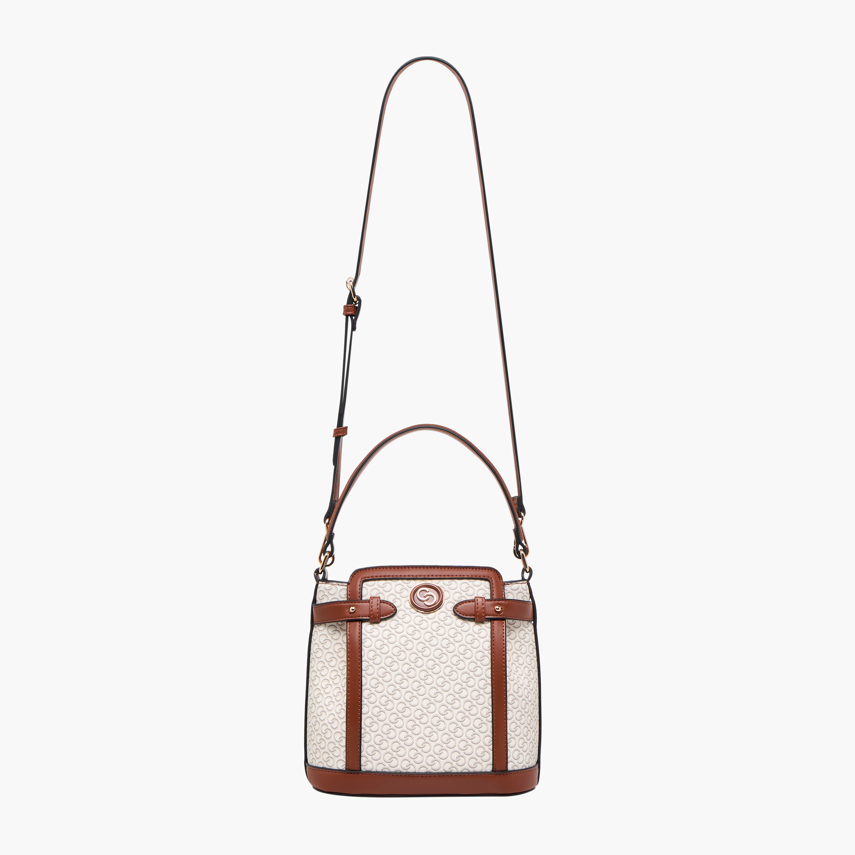 Celeste Monogram Print Shoulder Bag with Detachable Strap and Zip Closure-women-bagsandwallets-handbags-image-3
