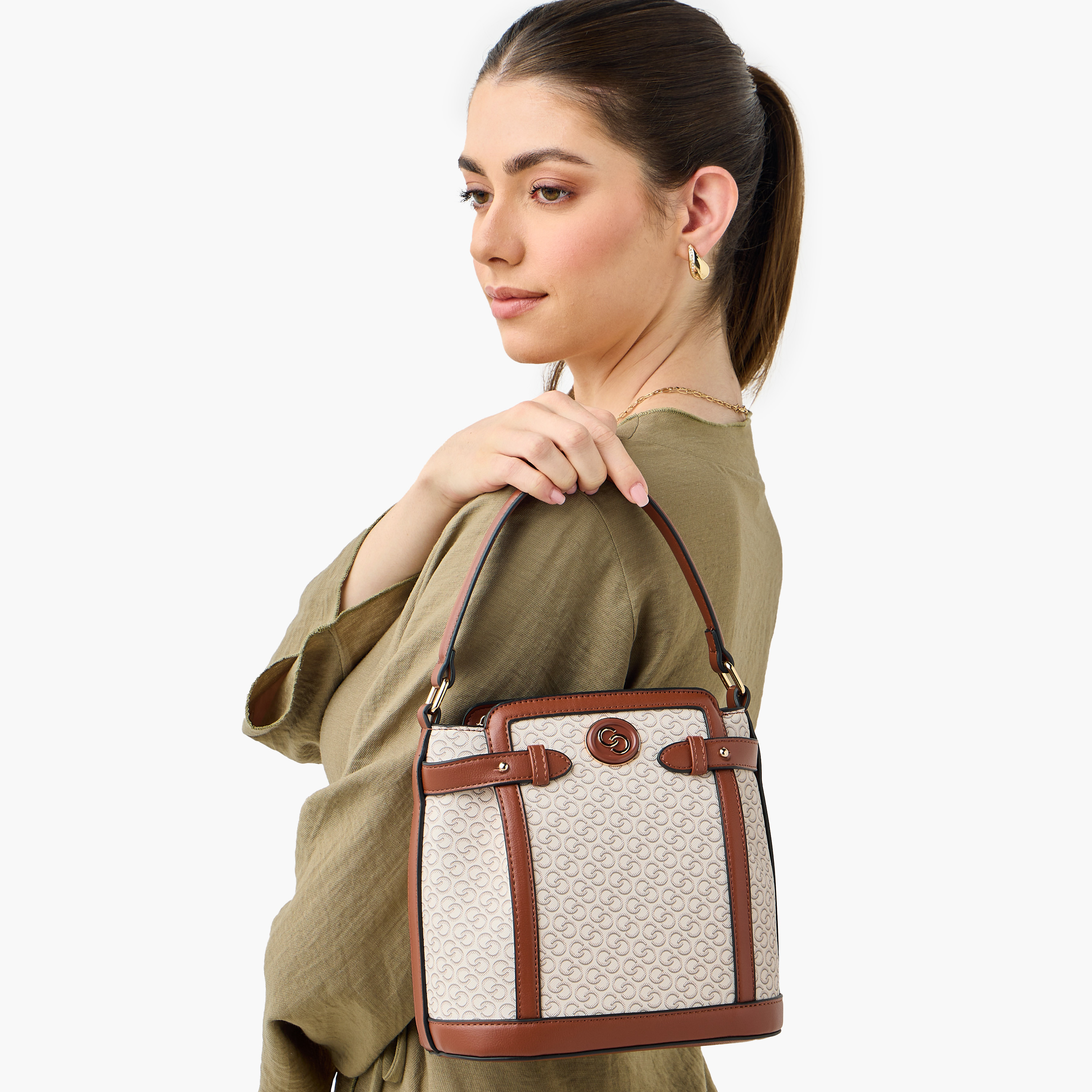 Celeste Monogram Print Shoulder Bag with Detachable Strap and Zip Closure-women-bagsandwallets-handbags-image-8