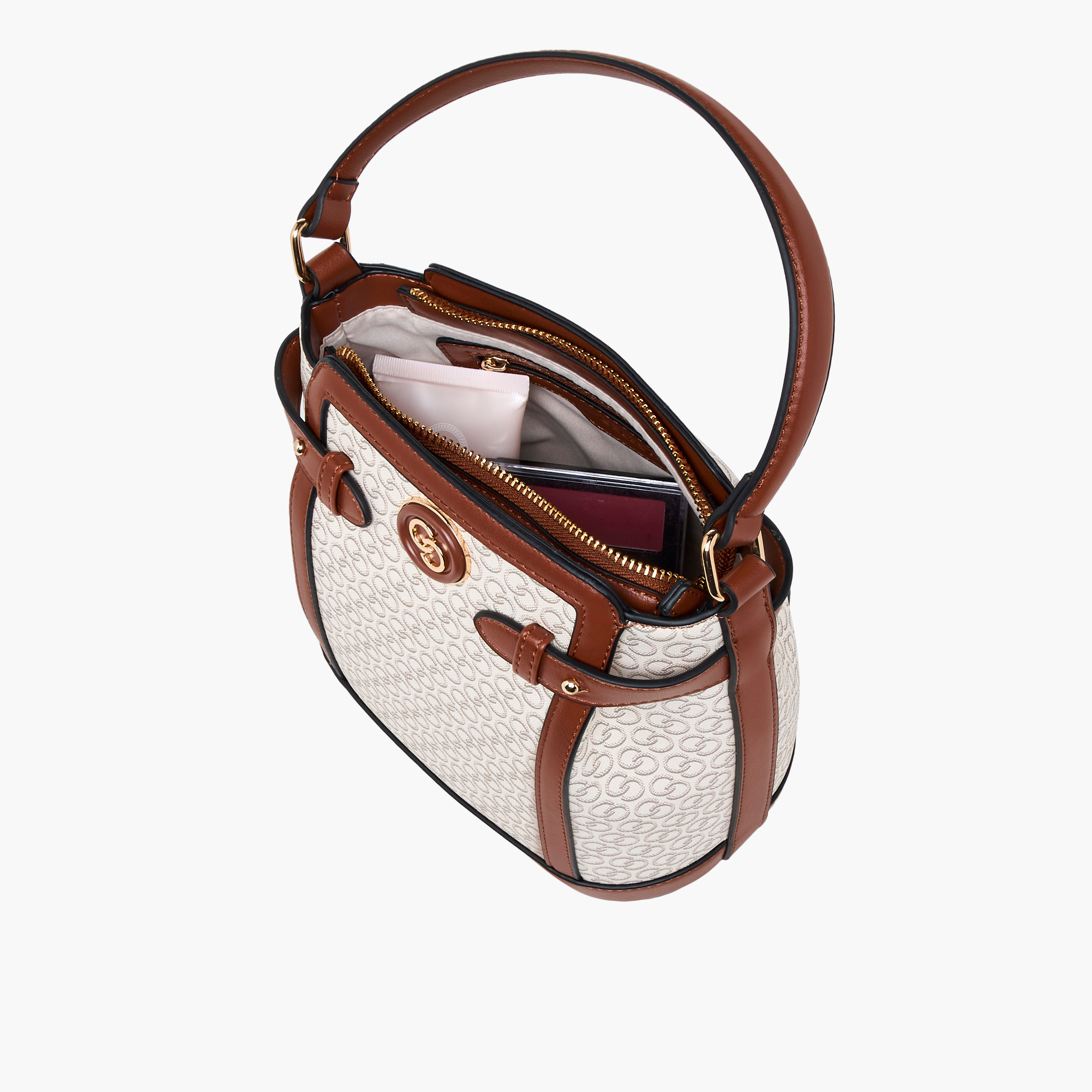 Celeste Monogram Print Shoulder Bag with Detachable Strap and Zip Closure-women-bagsandwallets-handbags-image-9