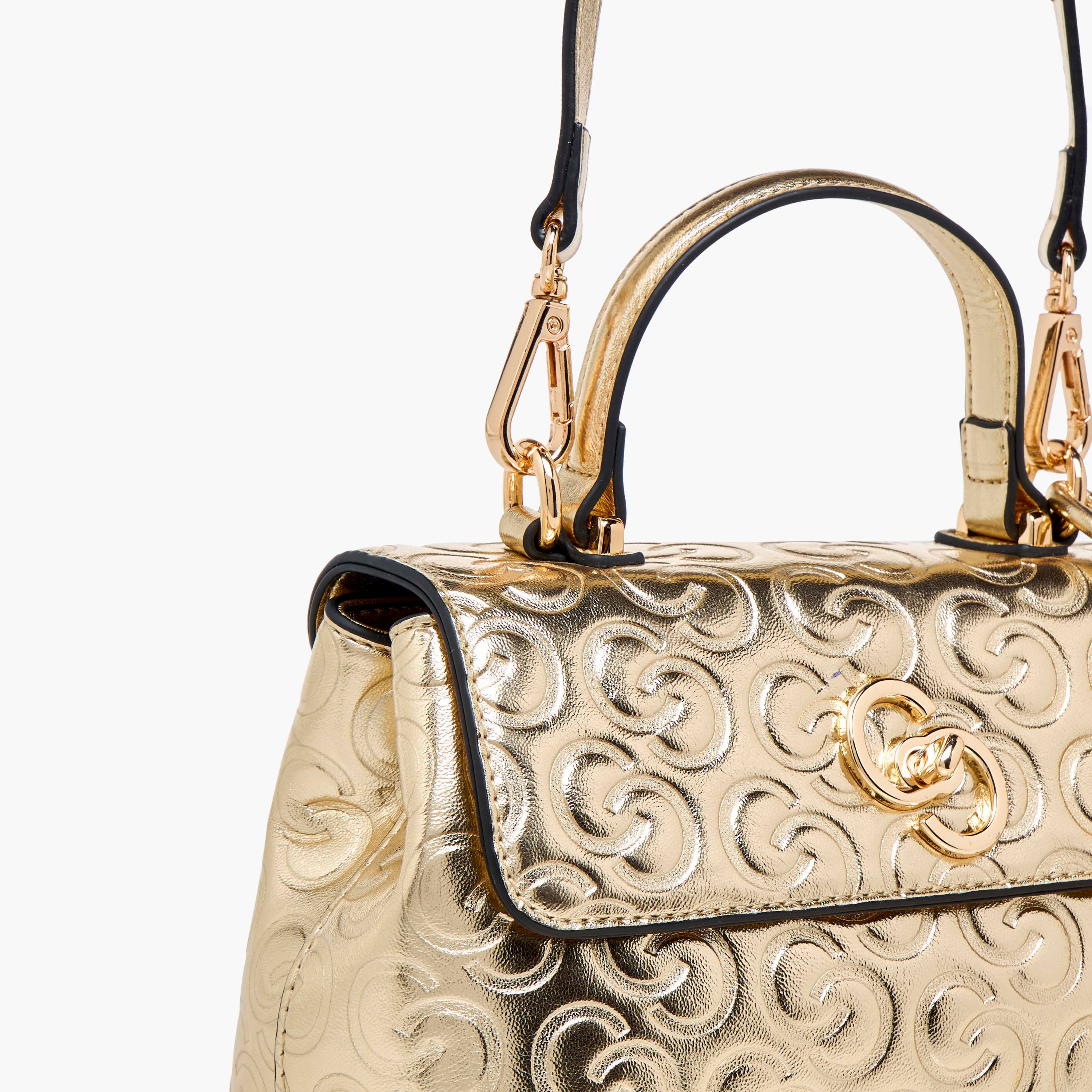 شنطة كروس بودي بحزام قابل للفصل وقفل إغلاق دوّار ونقوش مونوجرام من سيليست-women-bagsandwallets-handbags-image-4