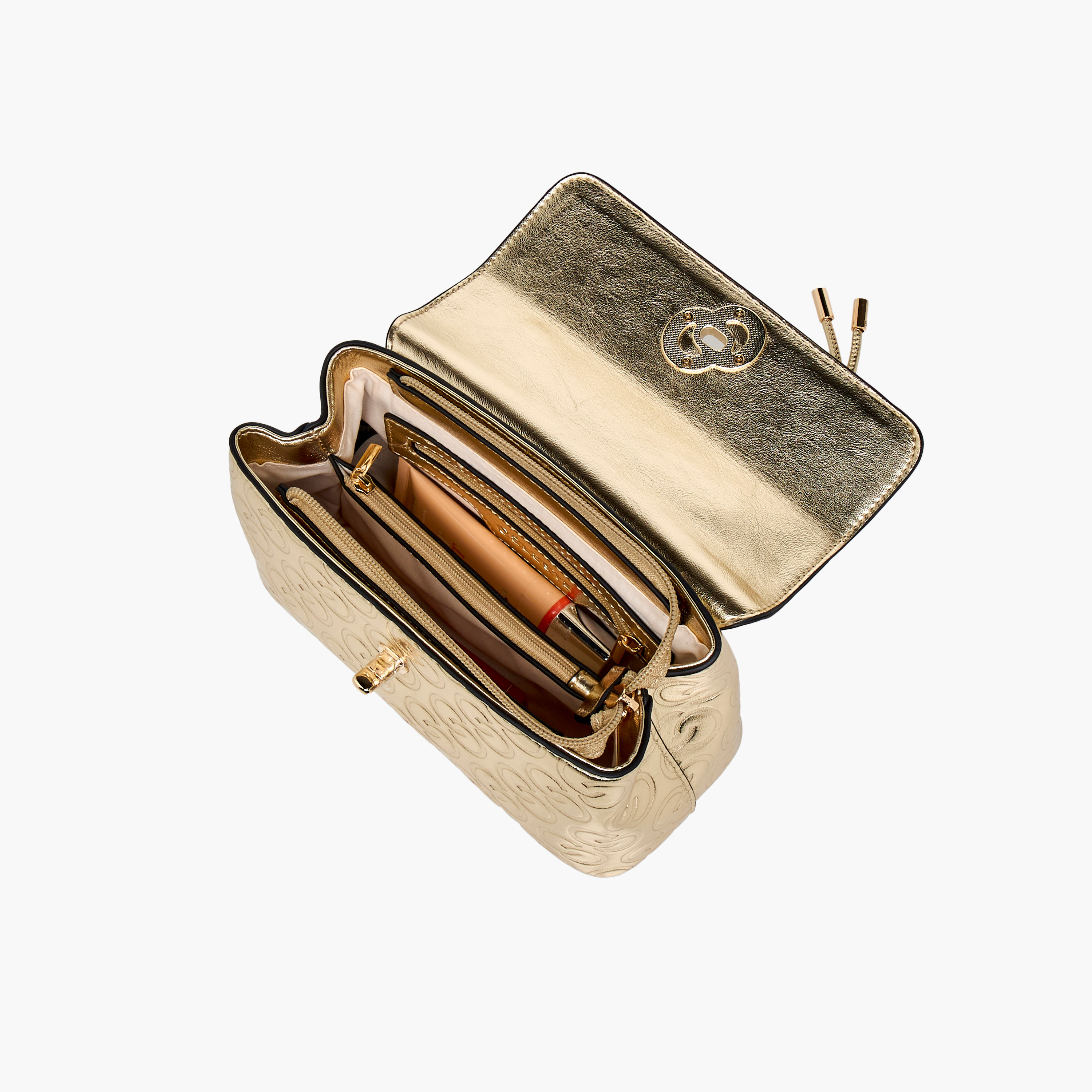 شنطة كروس بودي بحزام قابل للفصل وقفل إغلاق دوّار ونقوش مونوجرام من سيليست-women-bagsandwallets-handbags-image-1