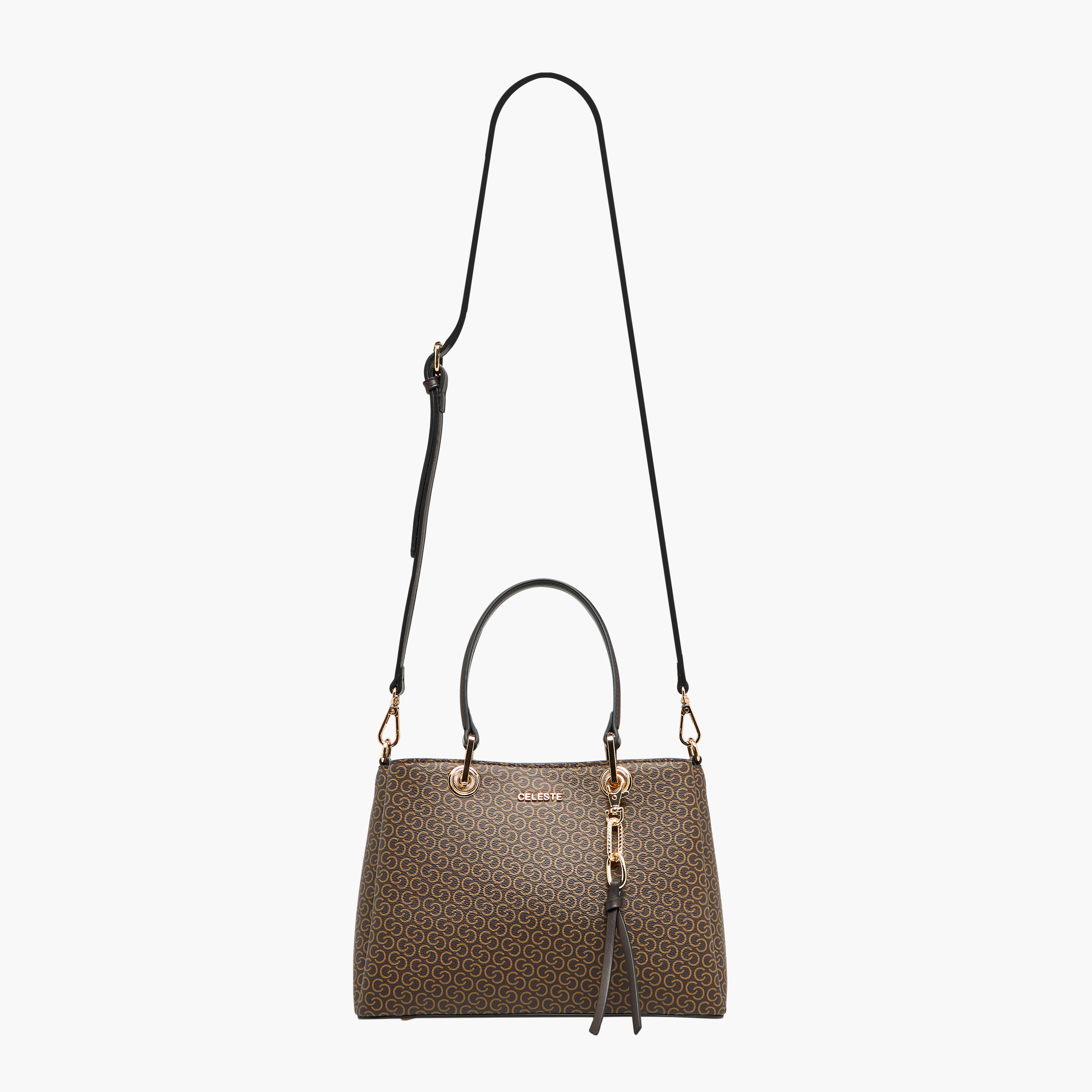 Celeste Monogram Print Tote Bag with Detachable Strap and Zip Closure-women-bagsandwallets-handbags-image-4