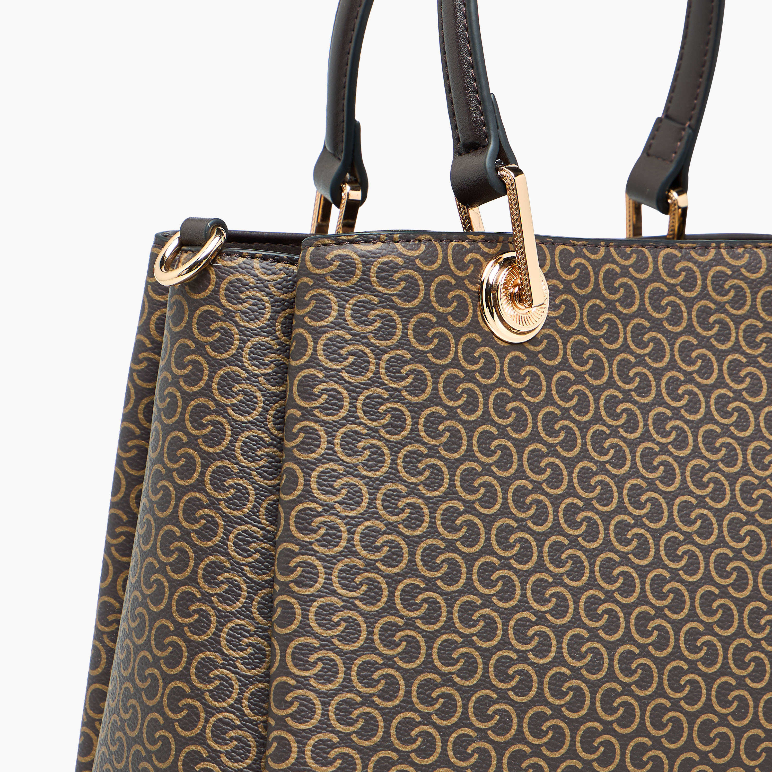 Celeste Monogram Print Tote Bag with Detachable Strap and Zip Closure-women-bagsandwallets-handbags-image-7