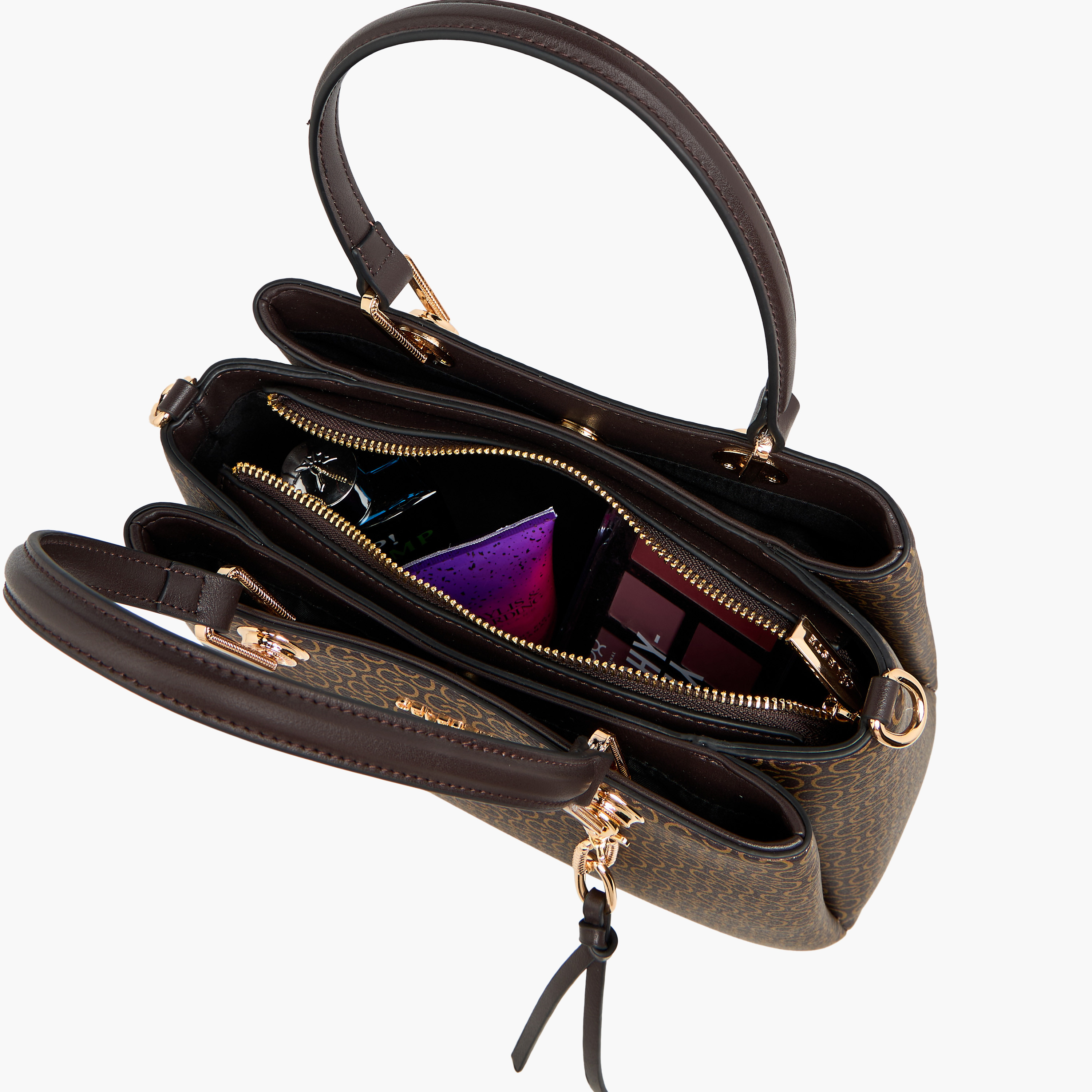 Celeste Monogram Print Tote Bag with Detachable Strap and Zip Closure-women-bagsandwallets-handbags-image-10