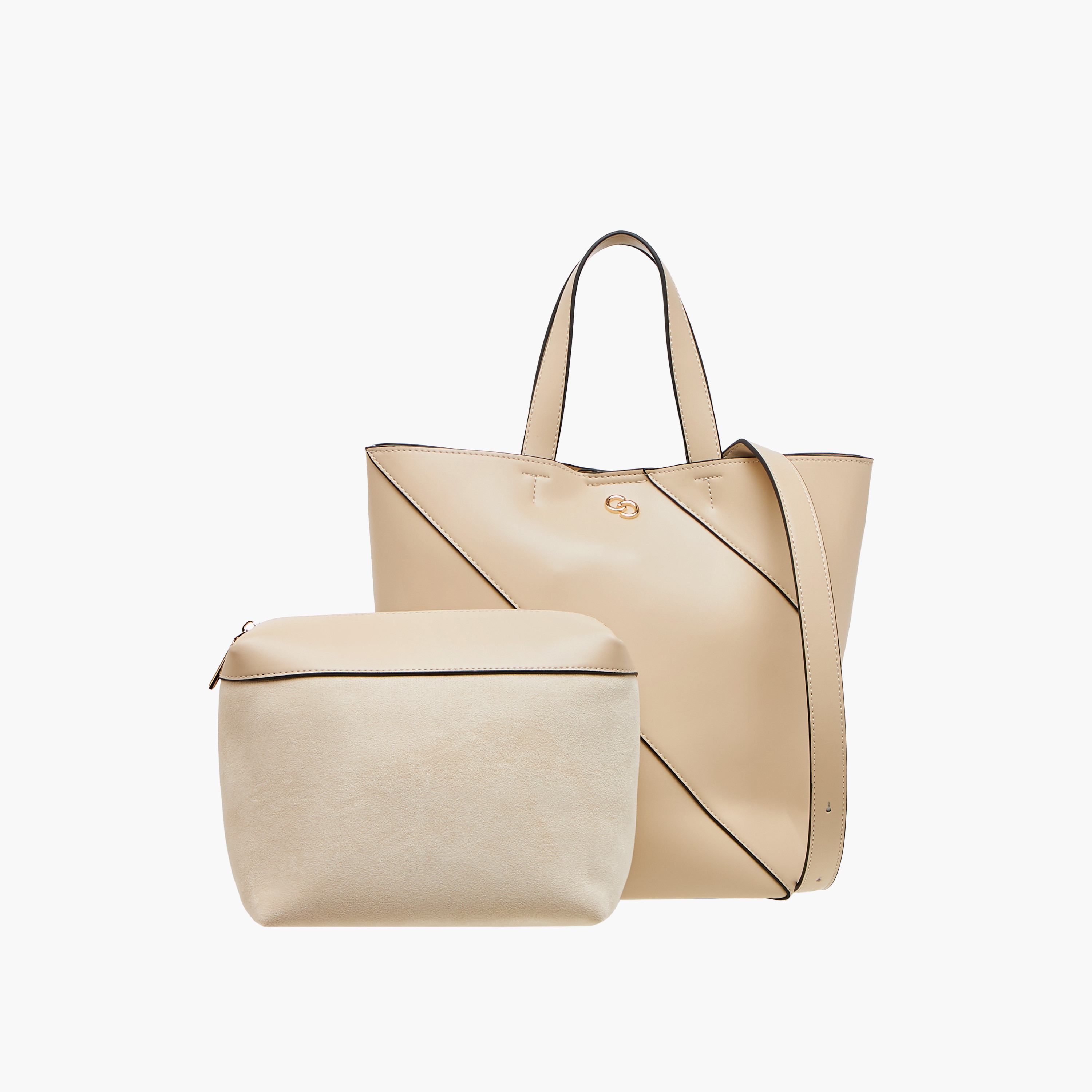 Celeste Panelled Tote Bag with Double Handle and Pouch-women-bagsandwallets-handbags-image-1