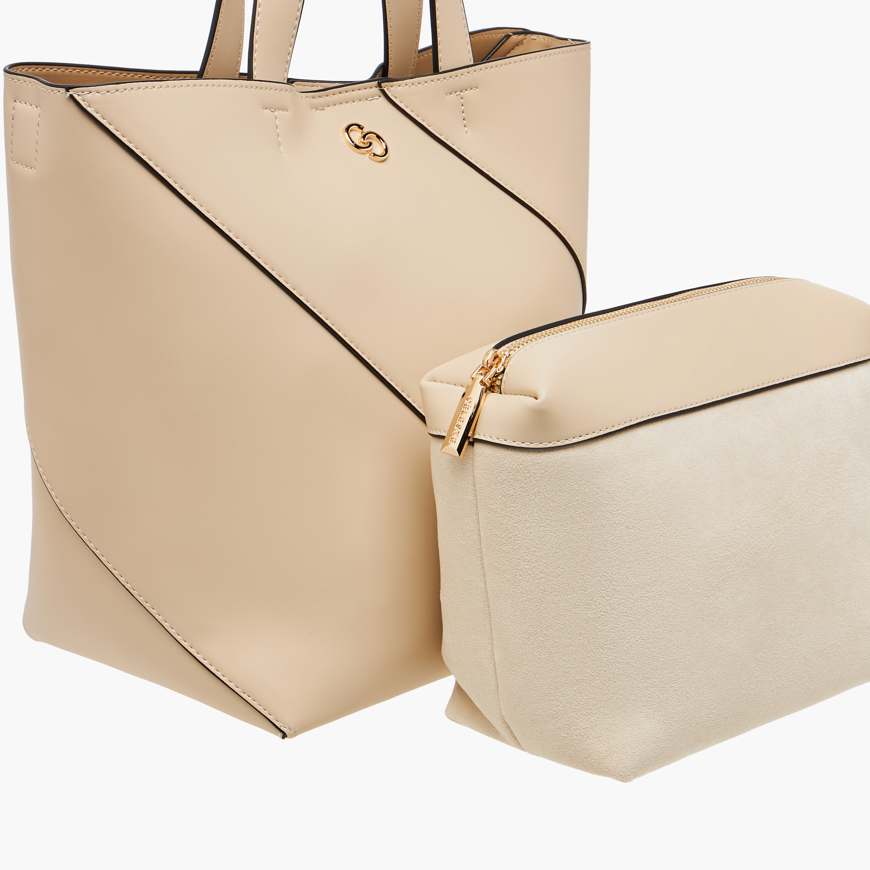 Celeste Panelled Tote Bag with Double Handle and Pouch-women-bagsandwallets-handbags-image-8