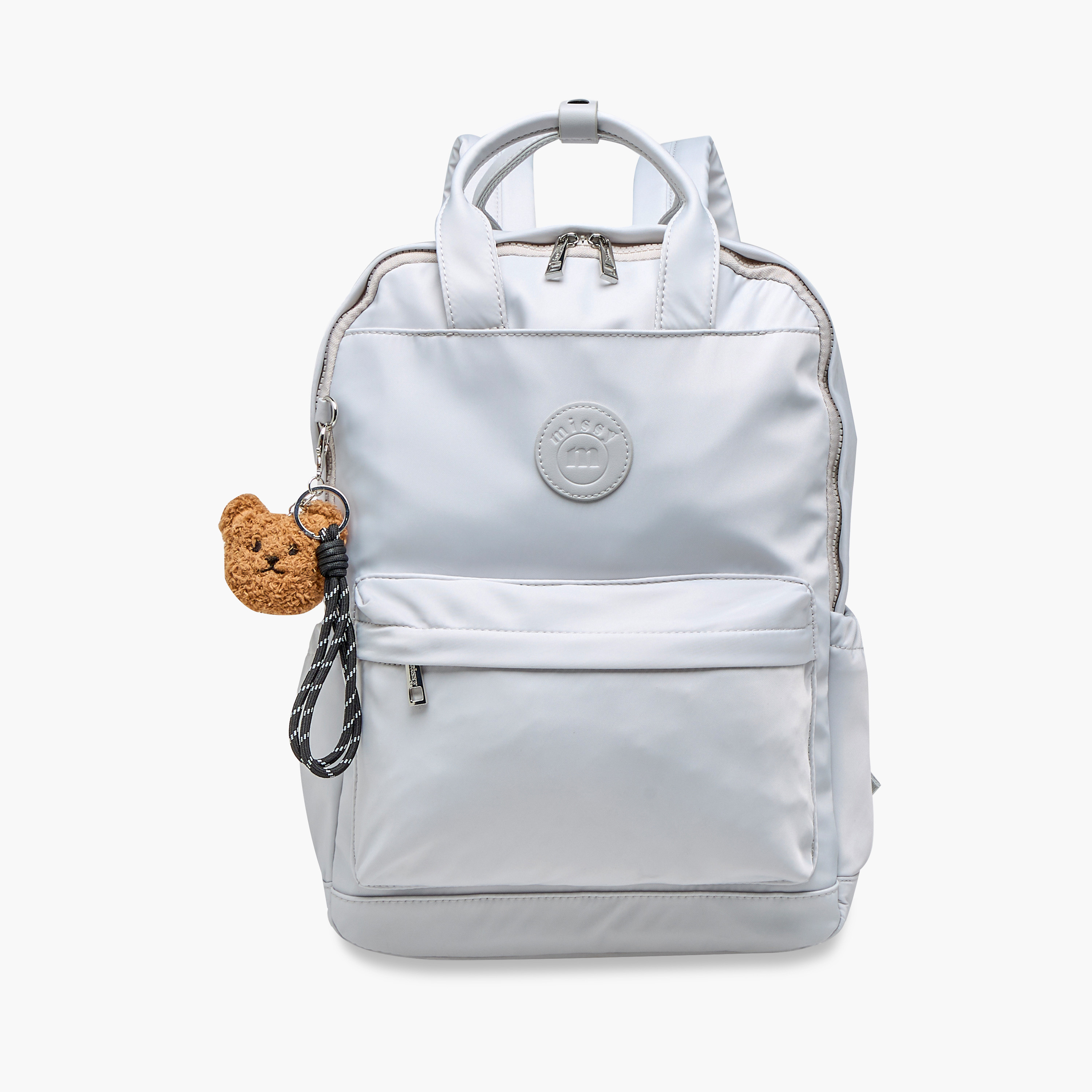Missy Logo Applique Backpack with Adjustable Strap and Zip Closure - 12x30x41 cm-women-bagsandwallets-backpacks-image-1