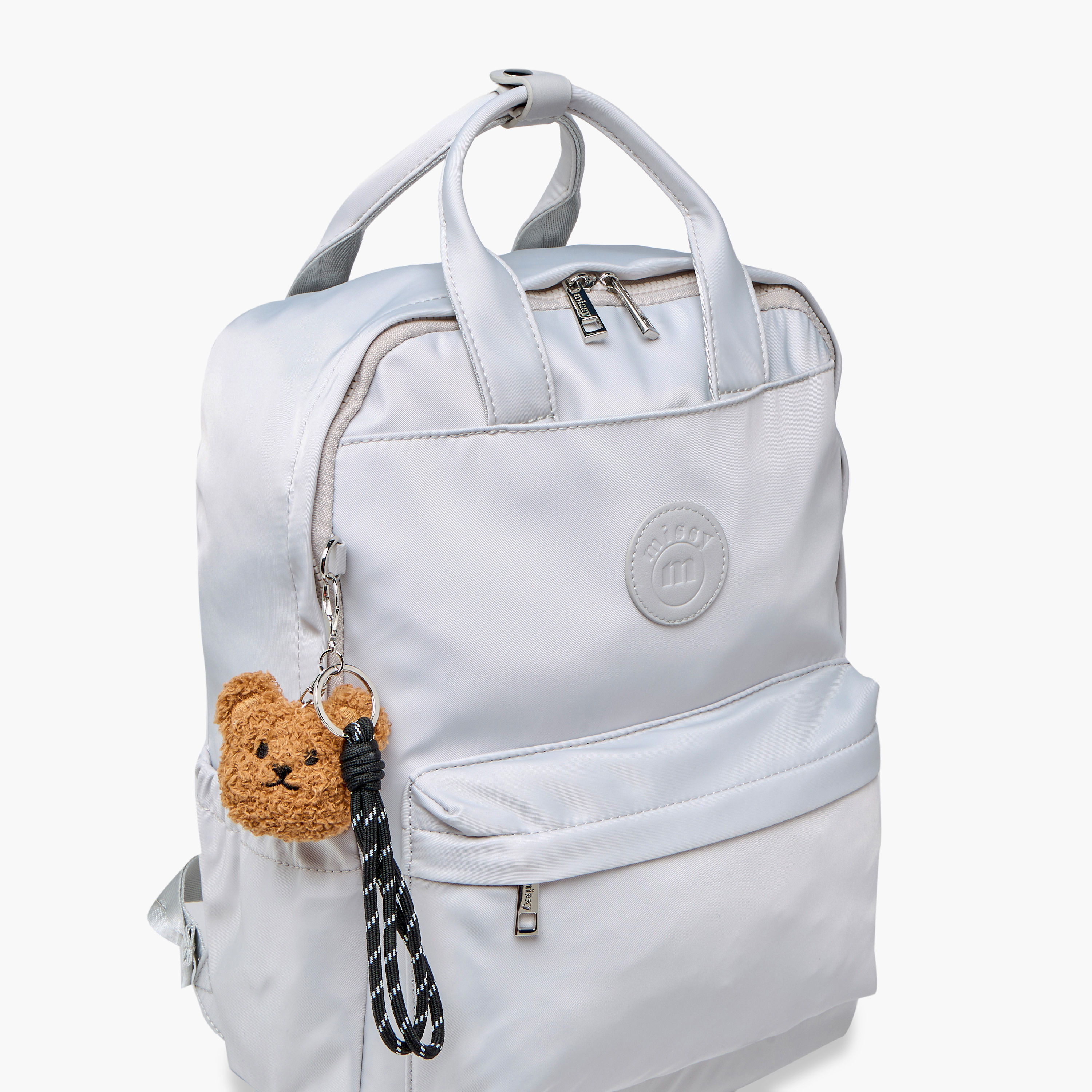 Missy Logo Applique Backpack with Adjustable Strap and Zip Closure - 12x30x41 cm-women-bagsandwallets-backpacks-image-5