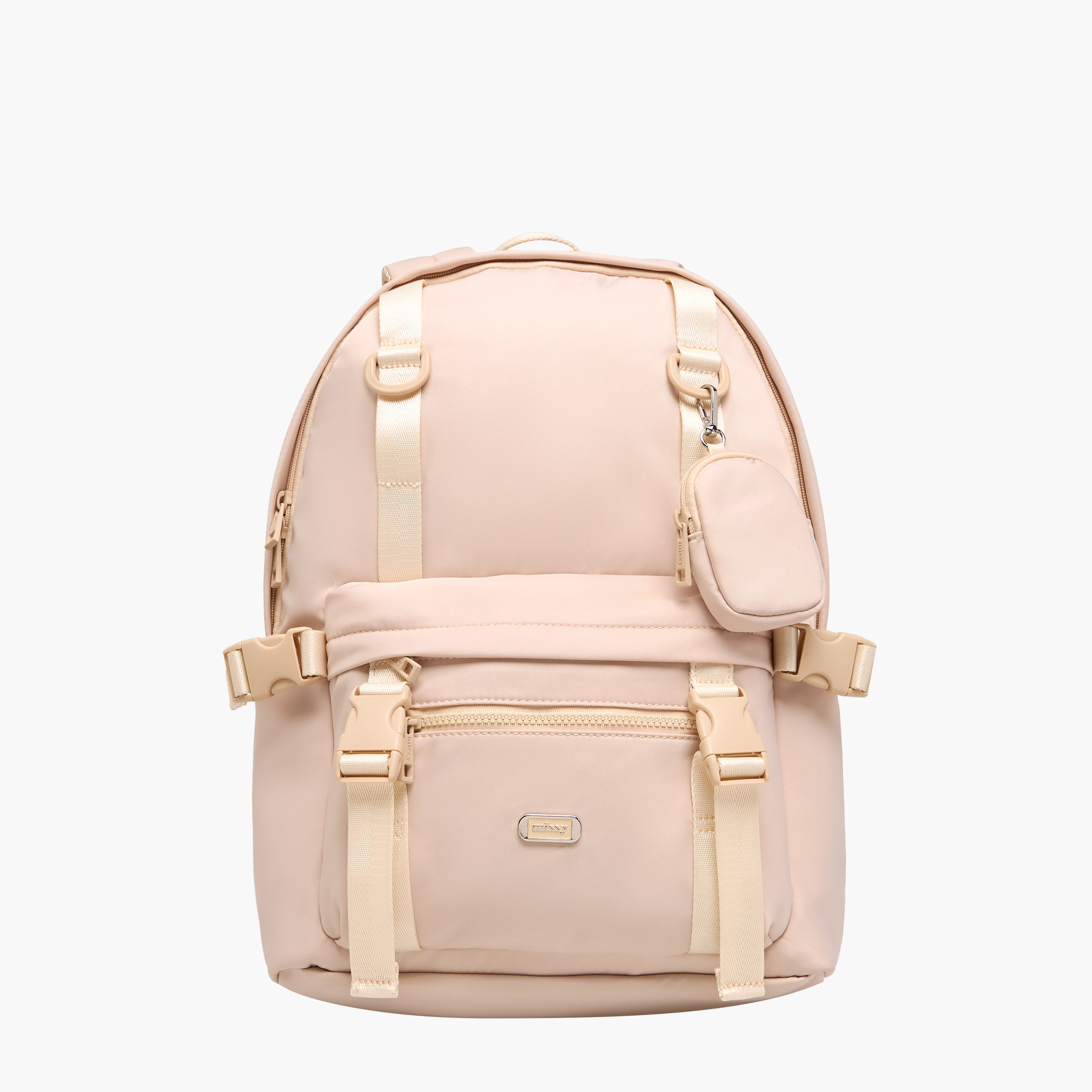 Missy Solid Backpack with Adjustable Shoulder Straps and Pouch-women-bagsandwallets-backpacks-image-1