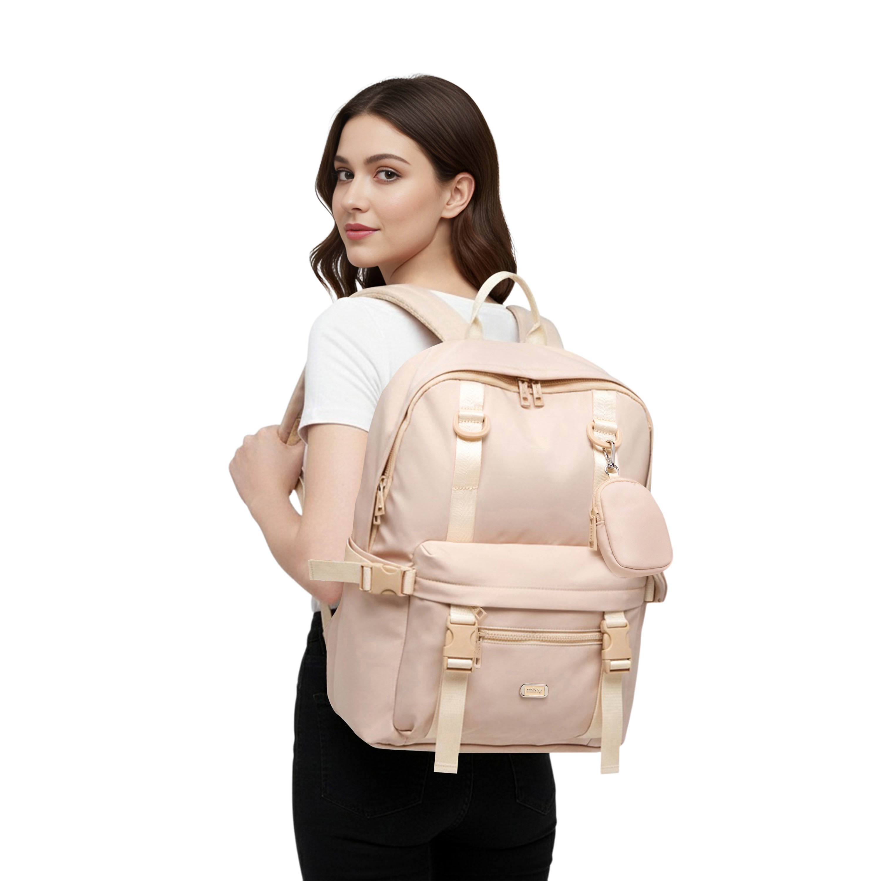 Missy Solid Backpack with Adjustable Shoulder Straps and Pouch-women-bagsandwallets-backpacks-image-2