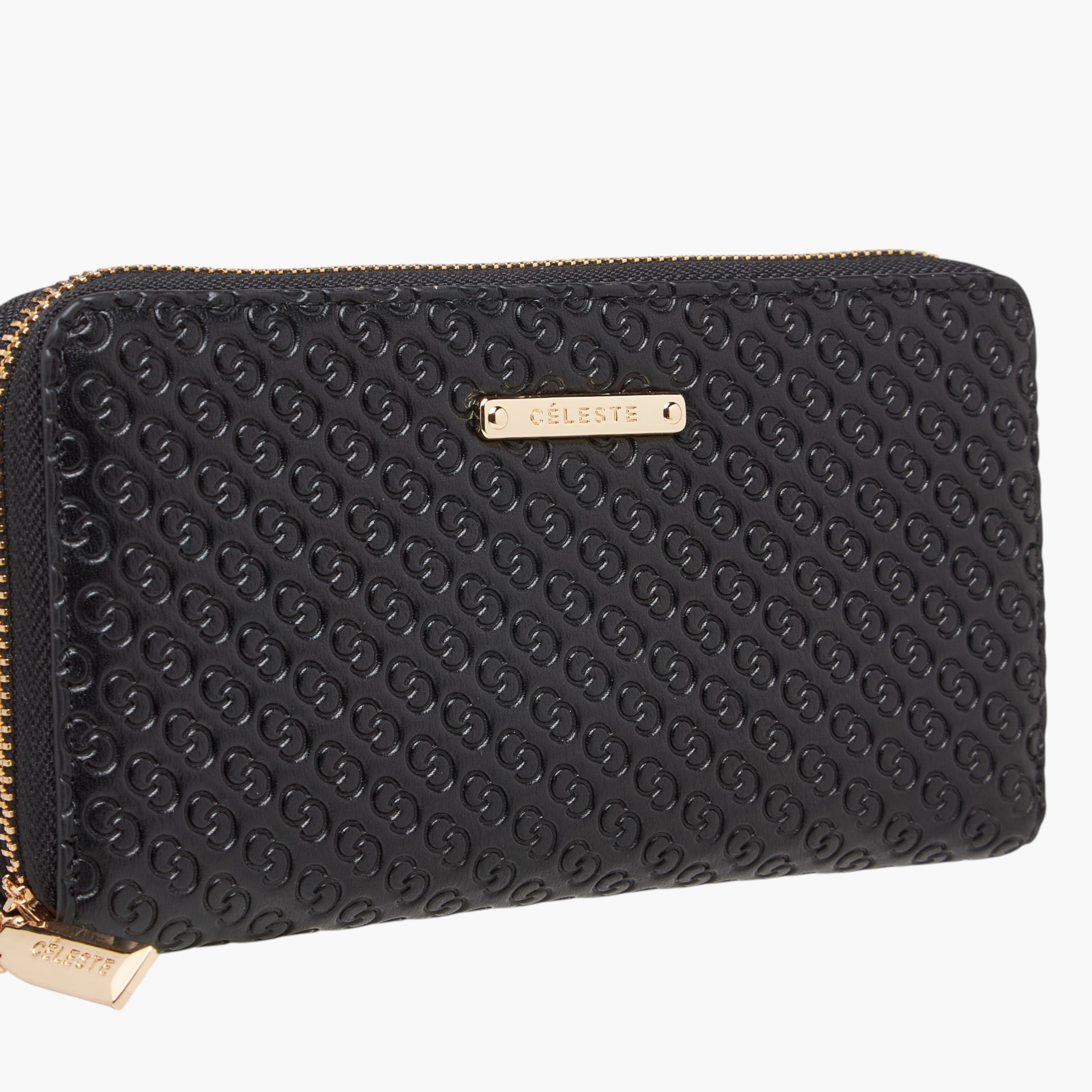محفظة بسحاب إغلاق دائري ونقوش مونوجرام من سيليست-women-bagsandwallets-wallets-image-3