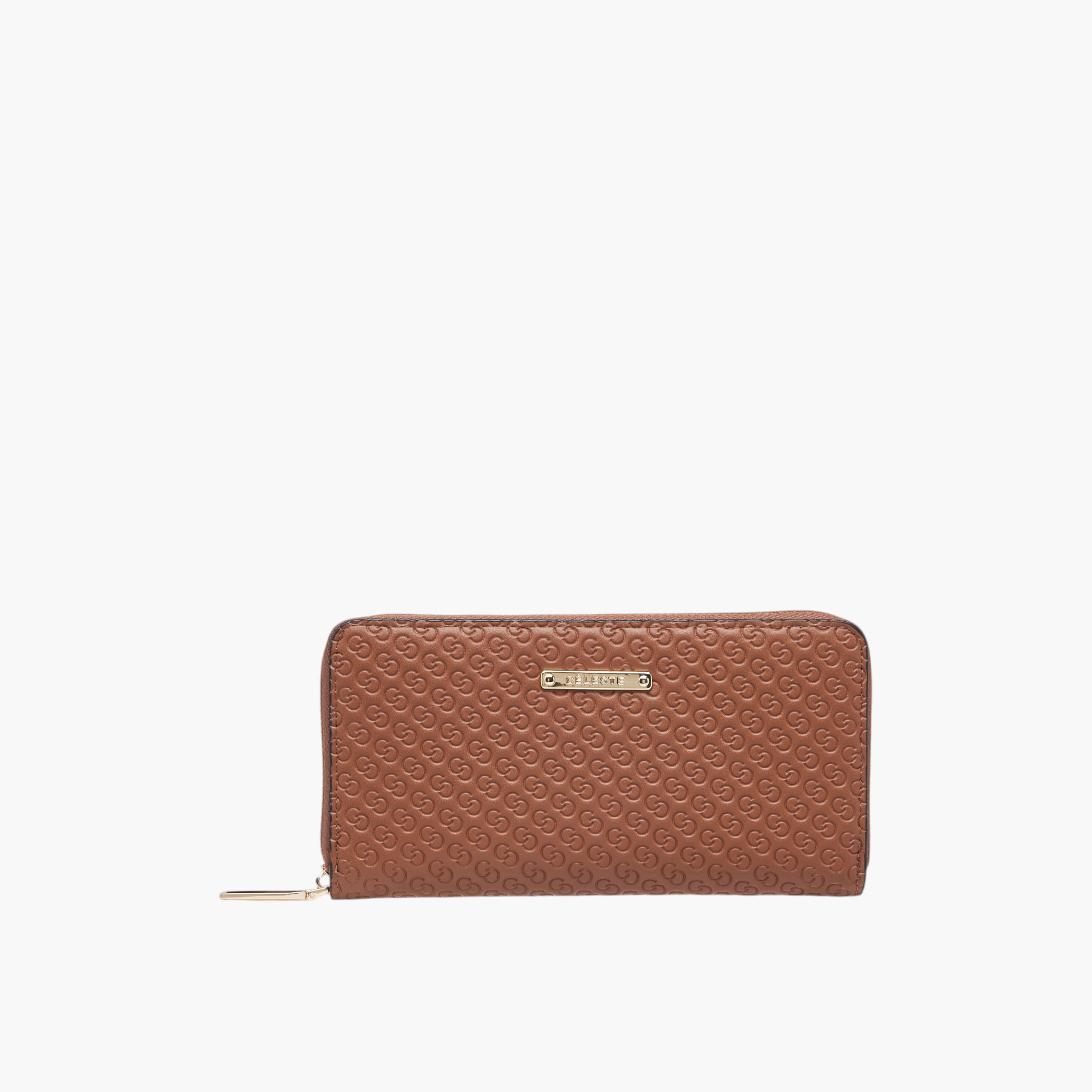 محفظة بسحاب إغلاق دائري ونقوش مونوجرام من سيليست-women-bagsandwallets-wallets-image-1