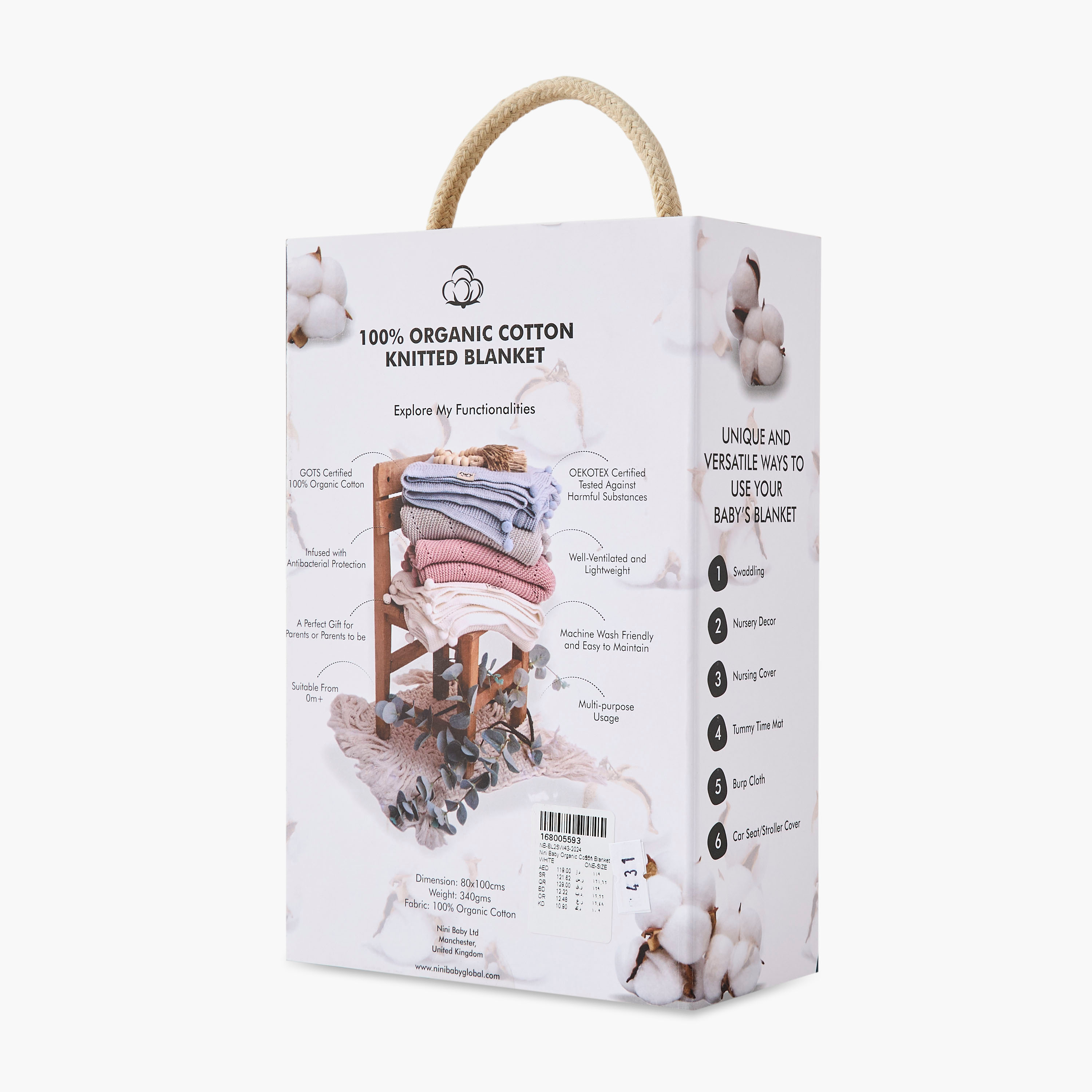 Nini Organic Cotton Blanket - 100x80 cm-baby-nursery-blanketsandswaddles-blanketsandquilts-image-7