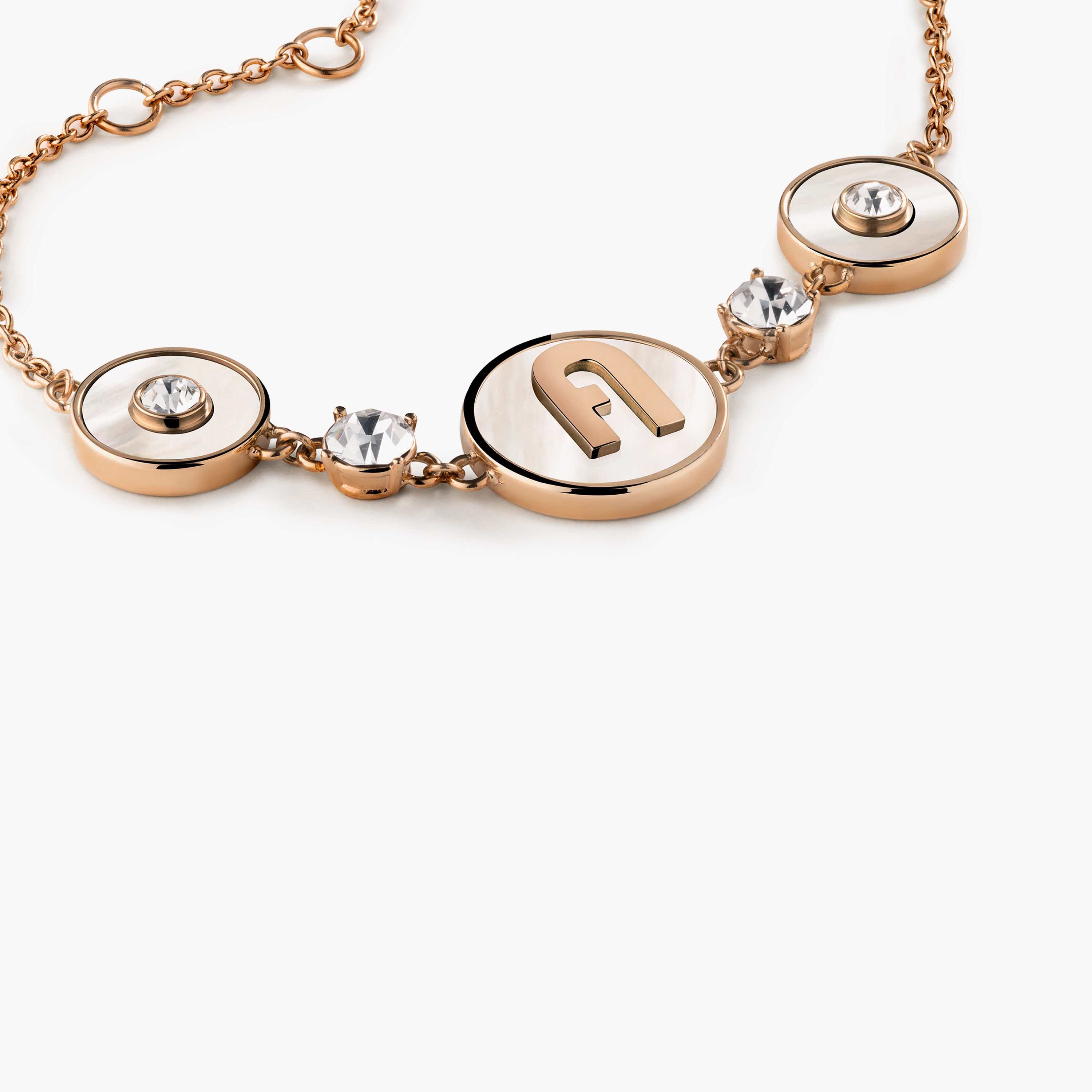 Furla Women's Stones Rose Gold With Crystals & White Moth Pearl Bracelet Stainless Steel | FJ4010BTU-women-watchesandjewellery-jewellery-banglesandbracelets-image-2