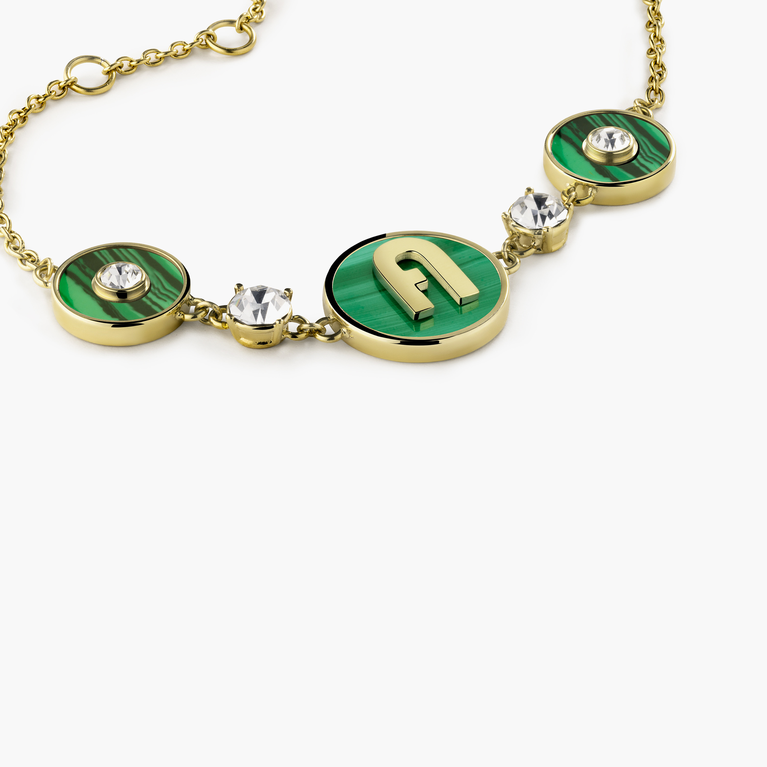 Furla Women's Stones Gold With Crystals & Green Malachite Bracelet Stainless Steel | FJ4012BTU-women-watchesandjewellery-jewellery-banglesandbracelets-image-2