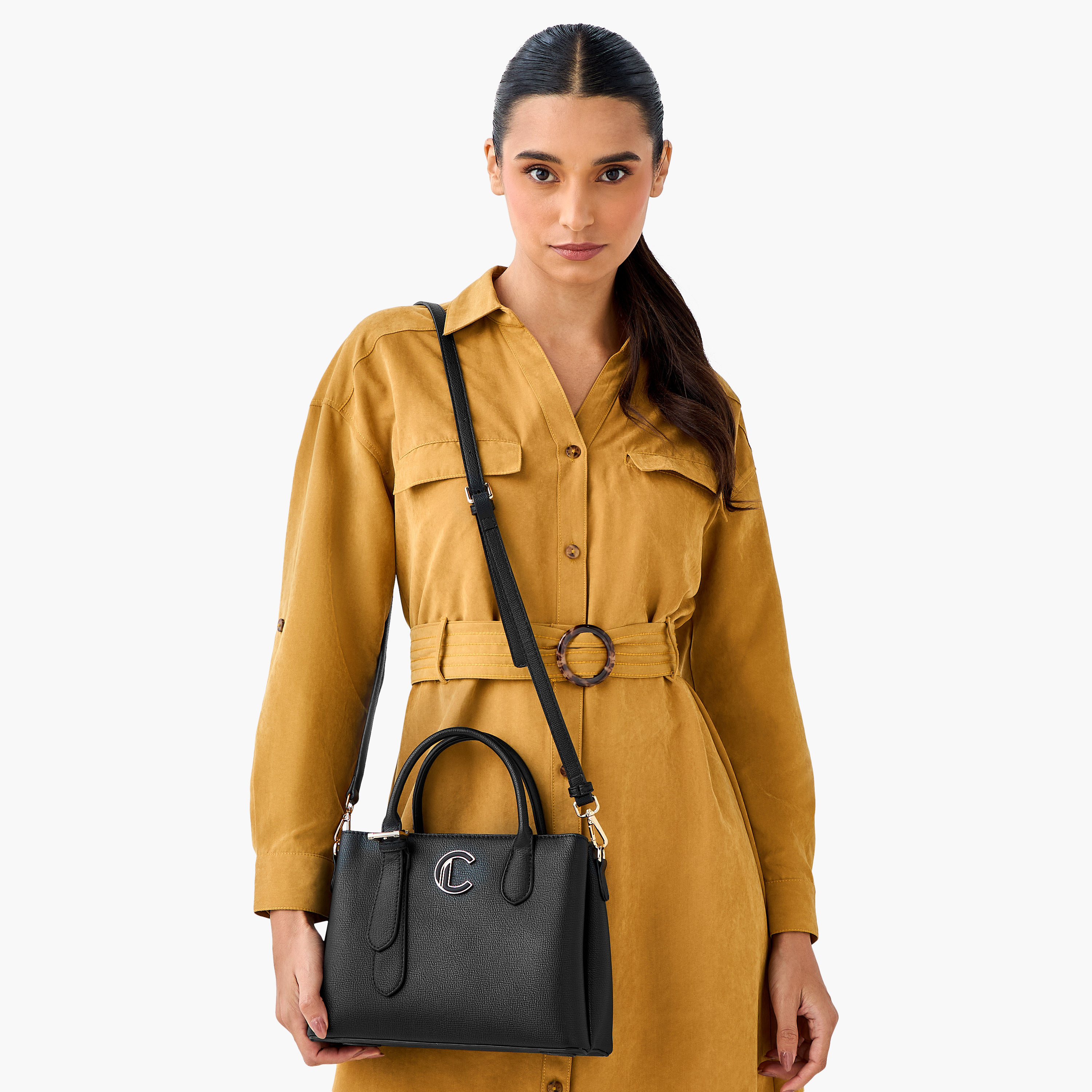 Le Confort Textured Tote Bag with Detachable Strap and Zip Closure-women-bagsandwallets-handbags-image-3