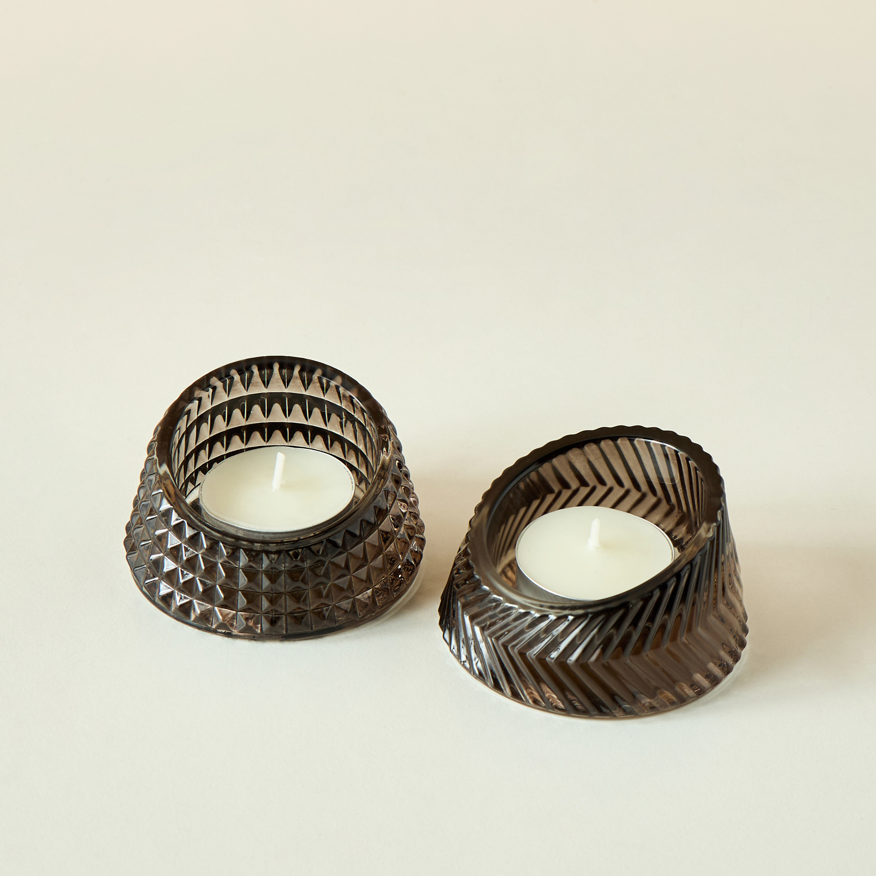 Textured Glass Tealight Candleholder - Set of 2-household-homefragrance-candles-image-2