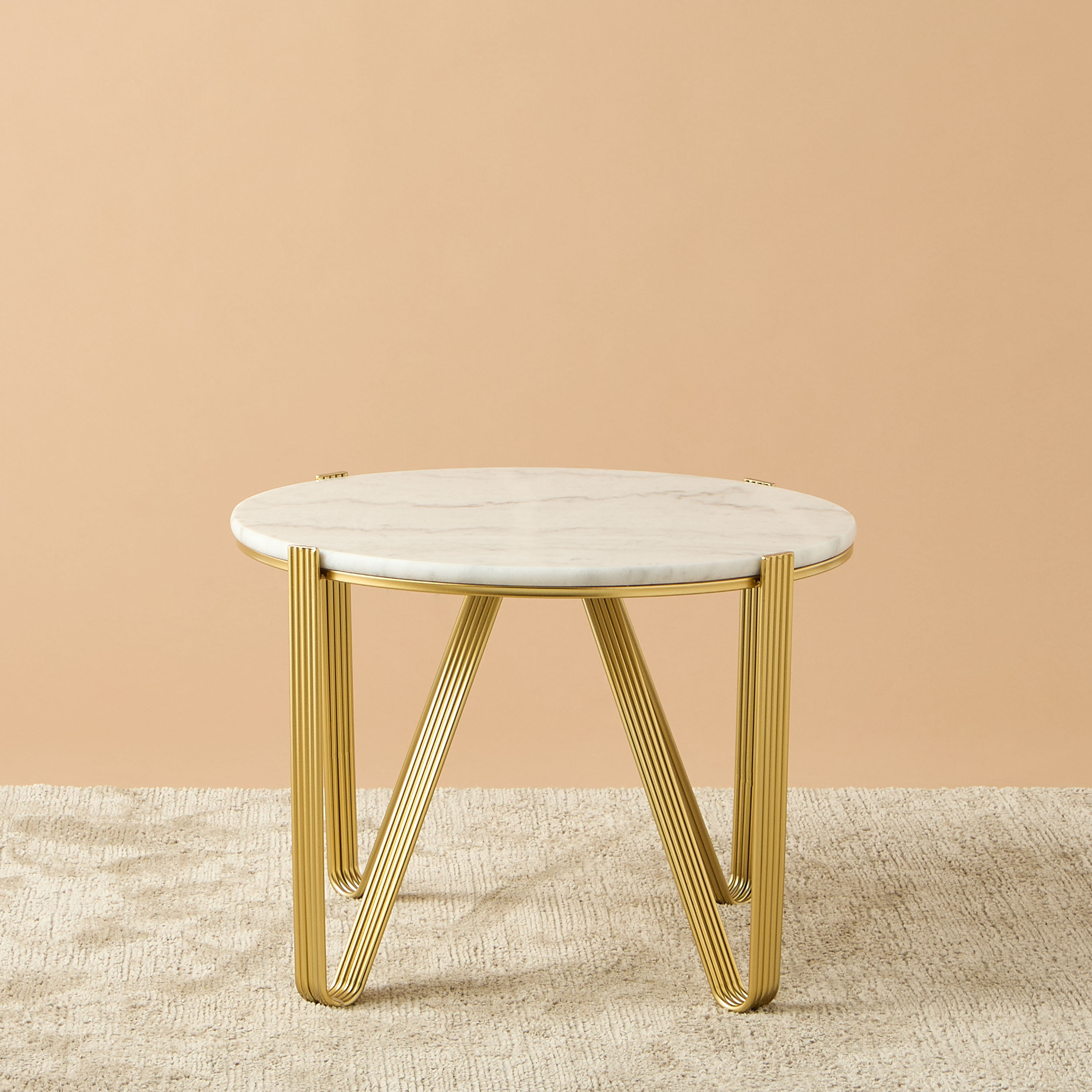 Marble Top Round Accent Table - 60x45 cms-furniture-livingroom-sideandendtables-image-1