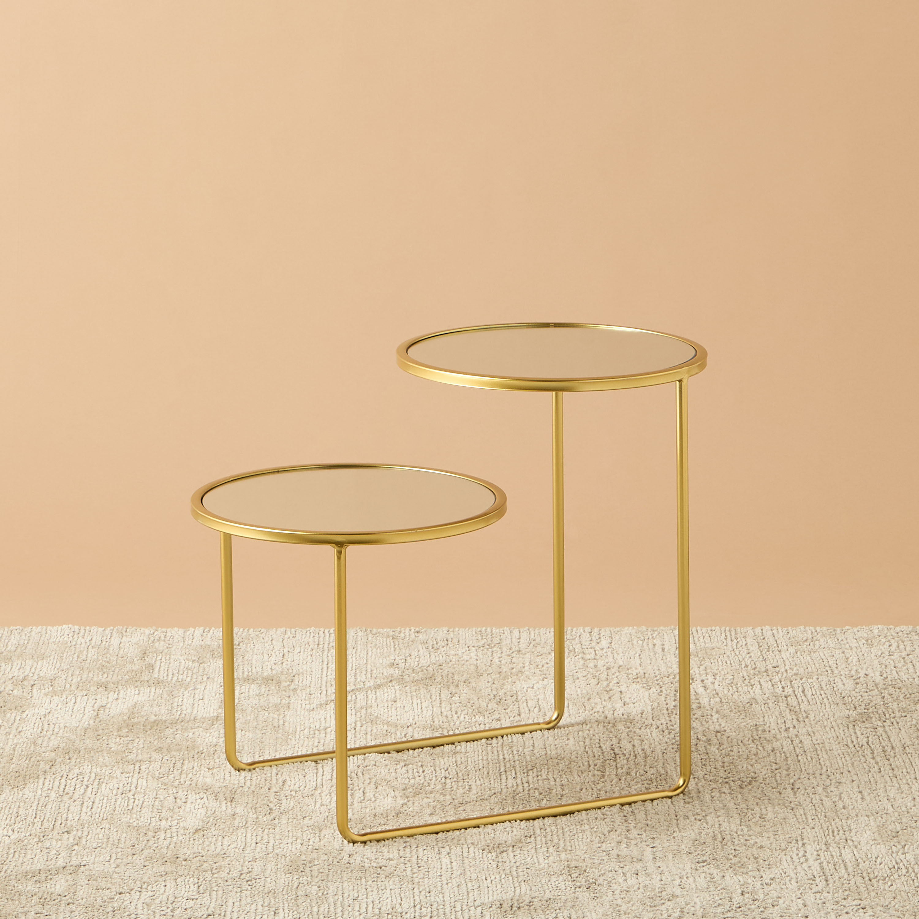 طاولة جانبية بطابقين وسطح مرآة - 61x36x50 سم-furniture-livingroom-sideandendtables-image-1