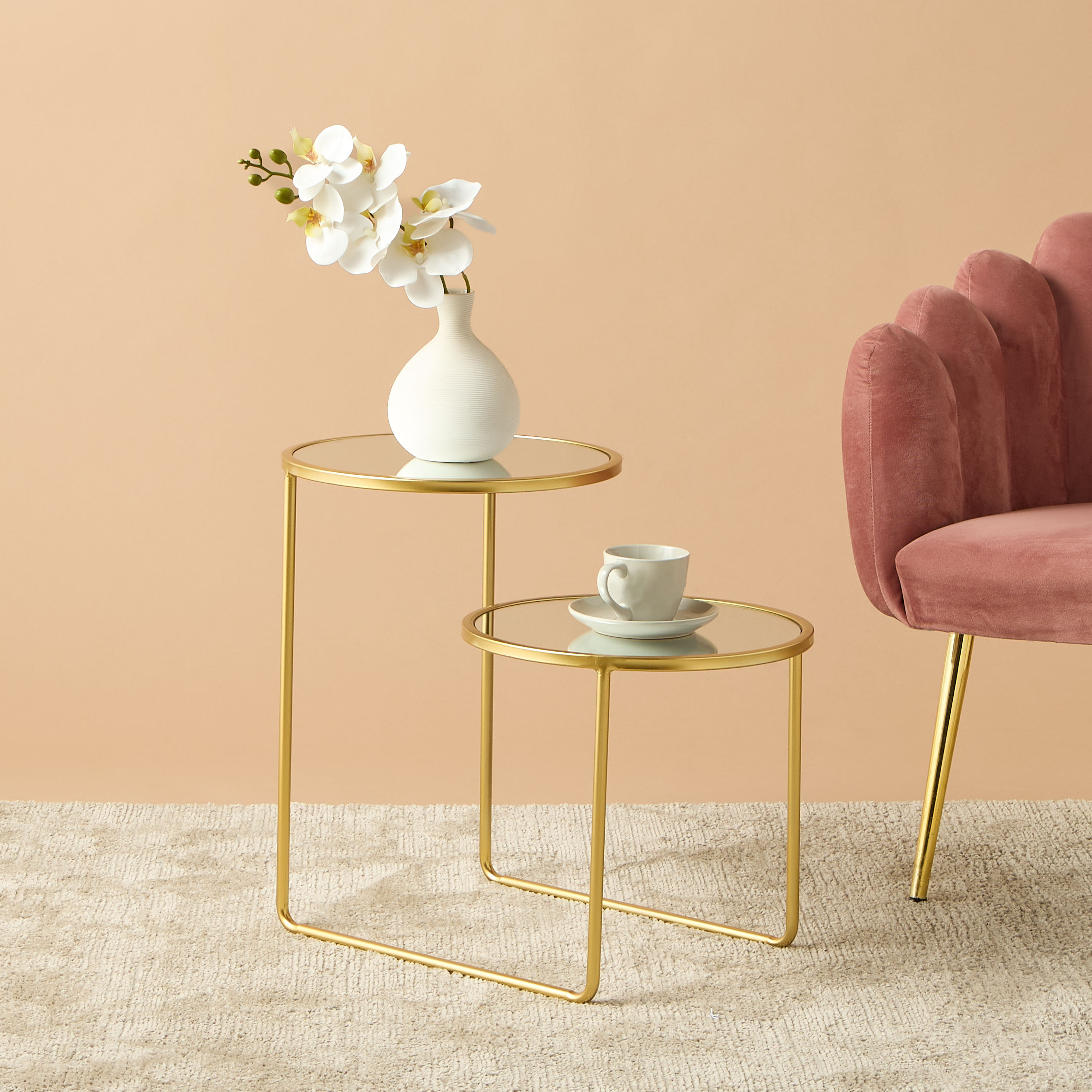 طاولة جانبية بطابقين وسطح مرآة - 61x36x50 سم-furniture-livingroom-sideandendtables-image-2