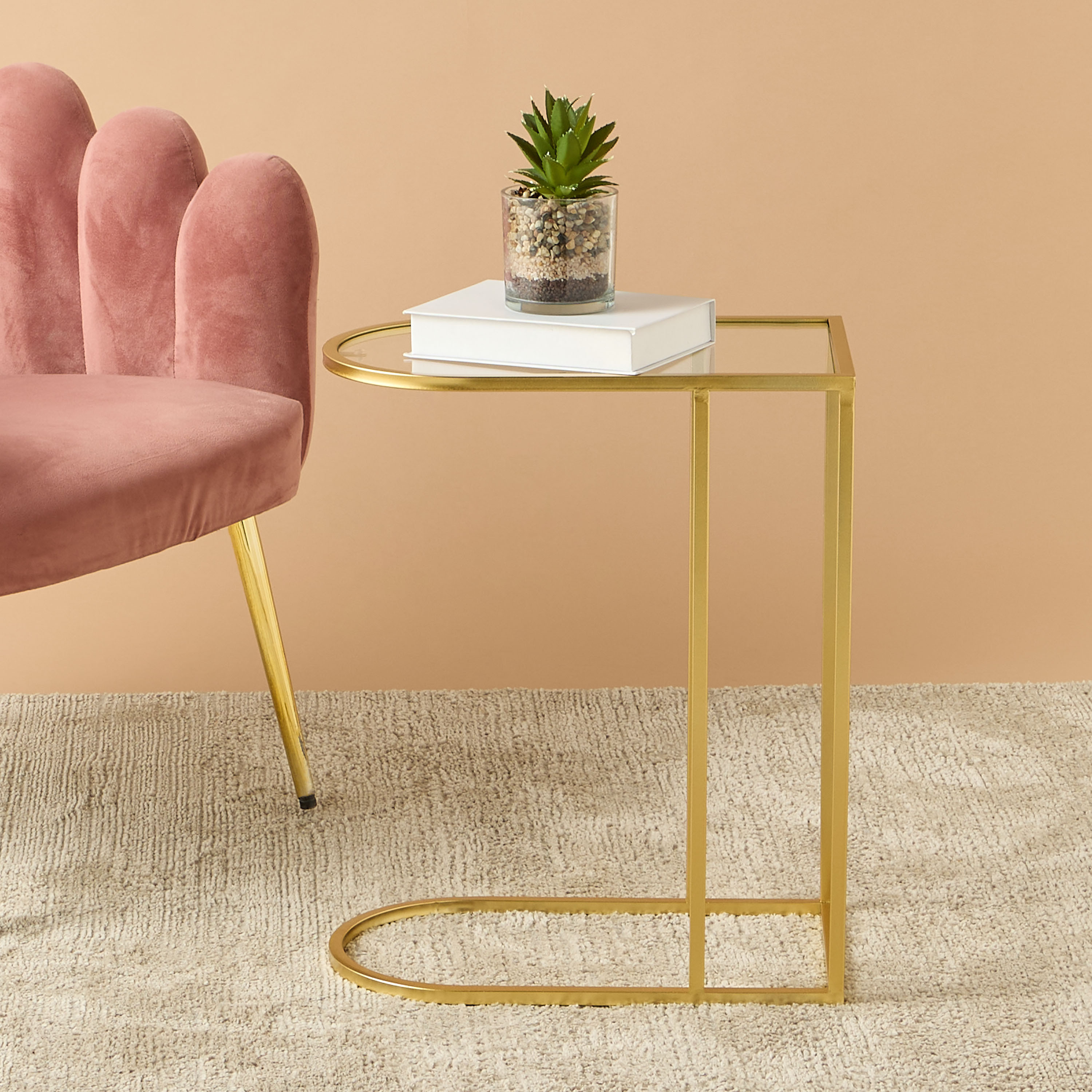 Glass Top Side Table with Pedestal Base-furniture-livingroom-sideandendtables-image-2