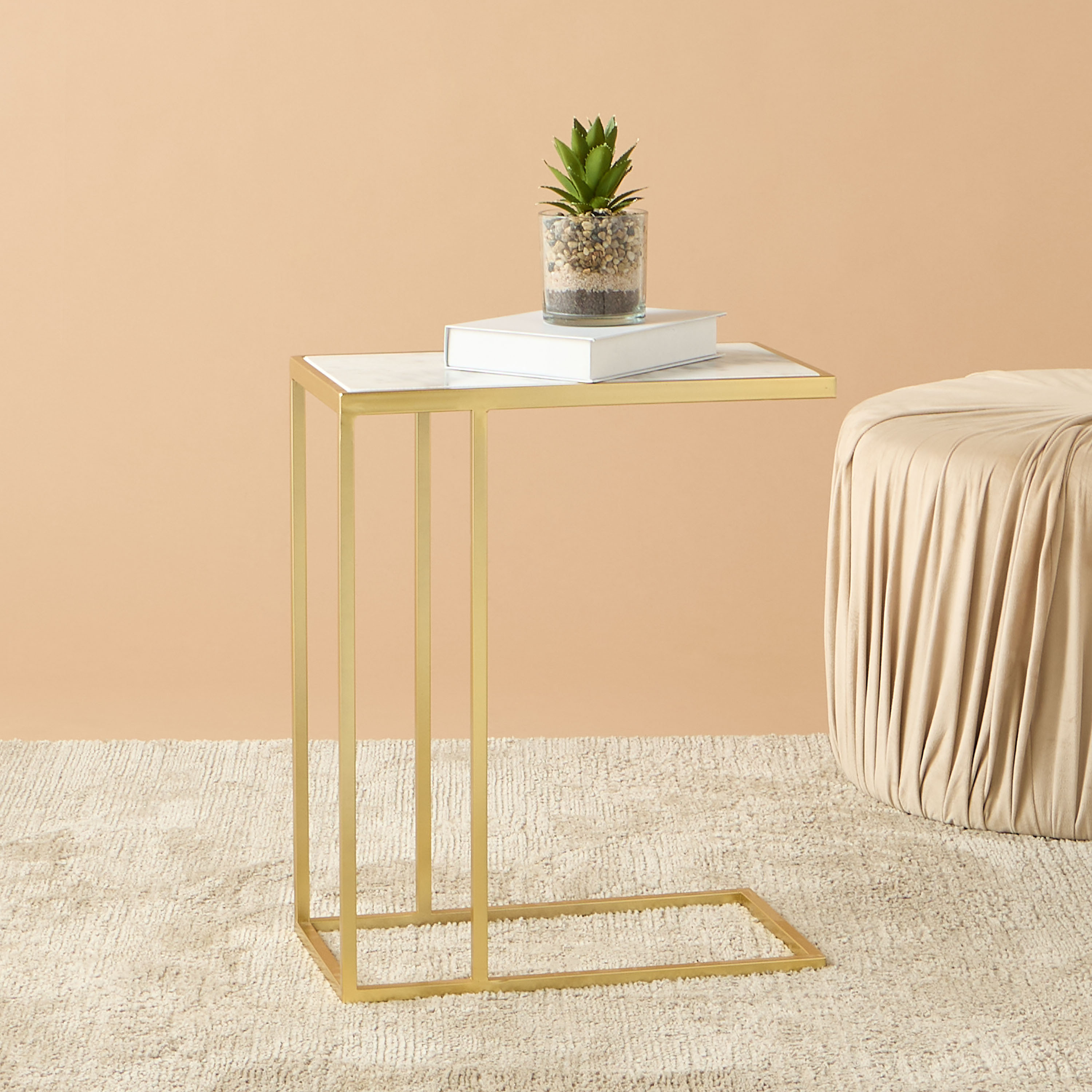 طاولة جانبية بسطح رخامي - 45x25x56 سم-furniture-livingroom-sideandendtables-image-2