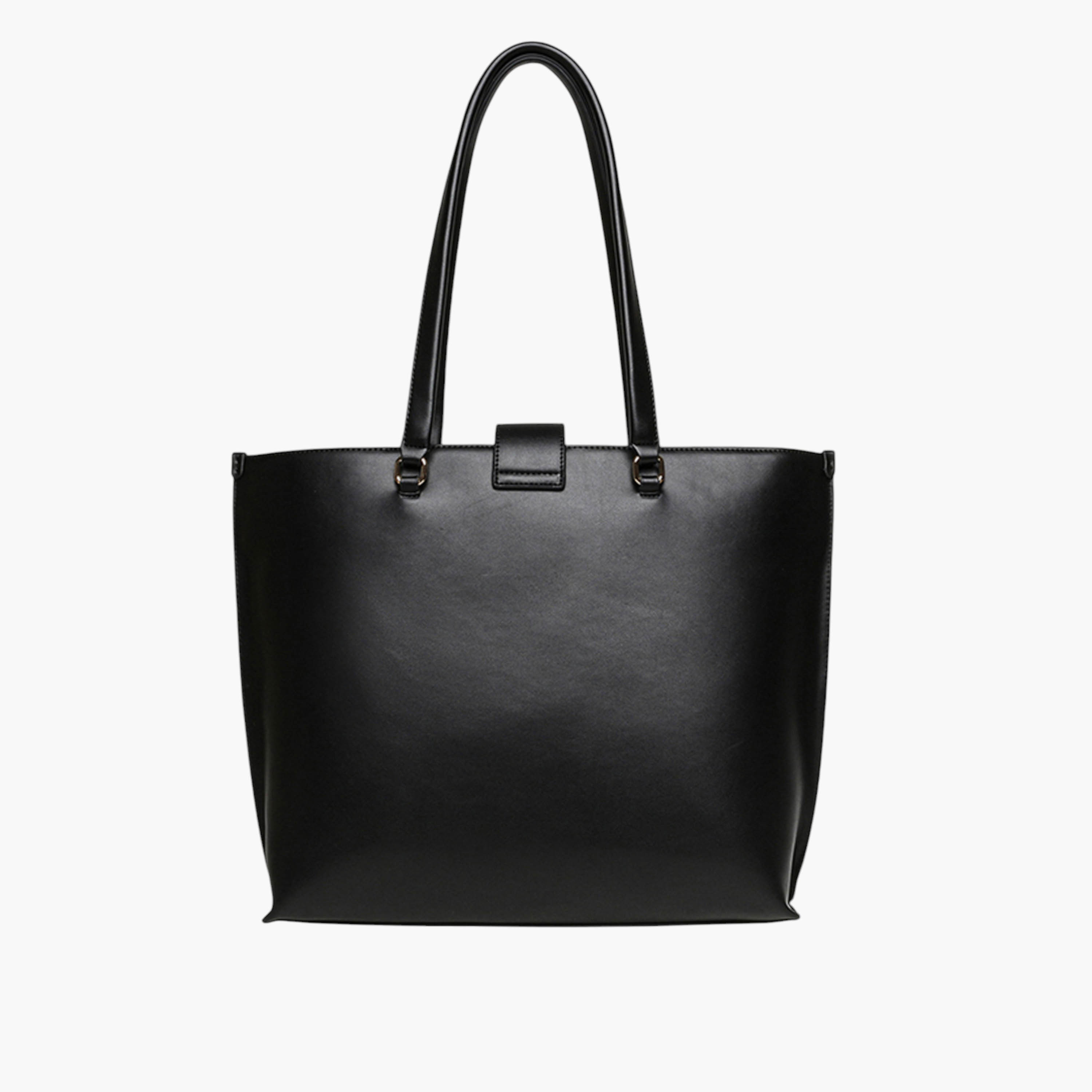 Anne Klein Solid Tote Bag with Twist Lock Closure and Double Handle-women-bagsandwallets-handbags-image-2