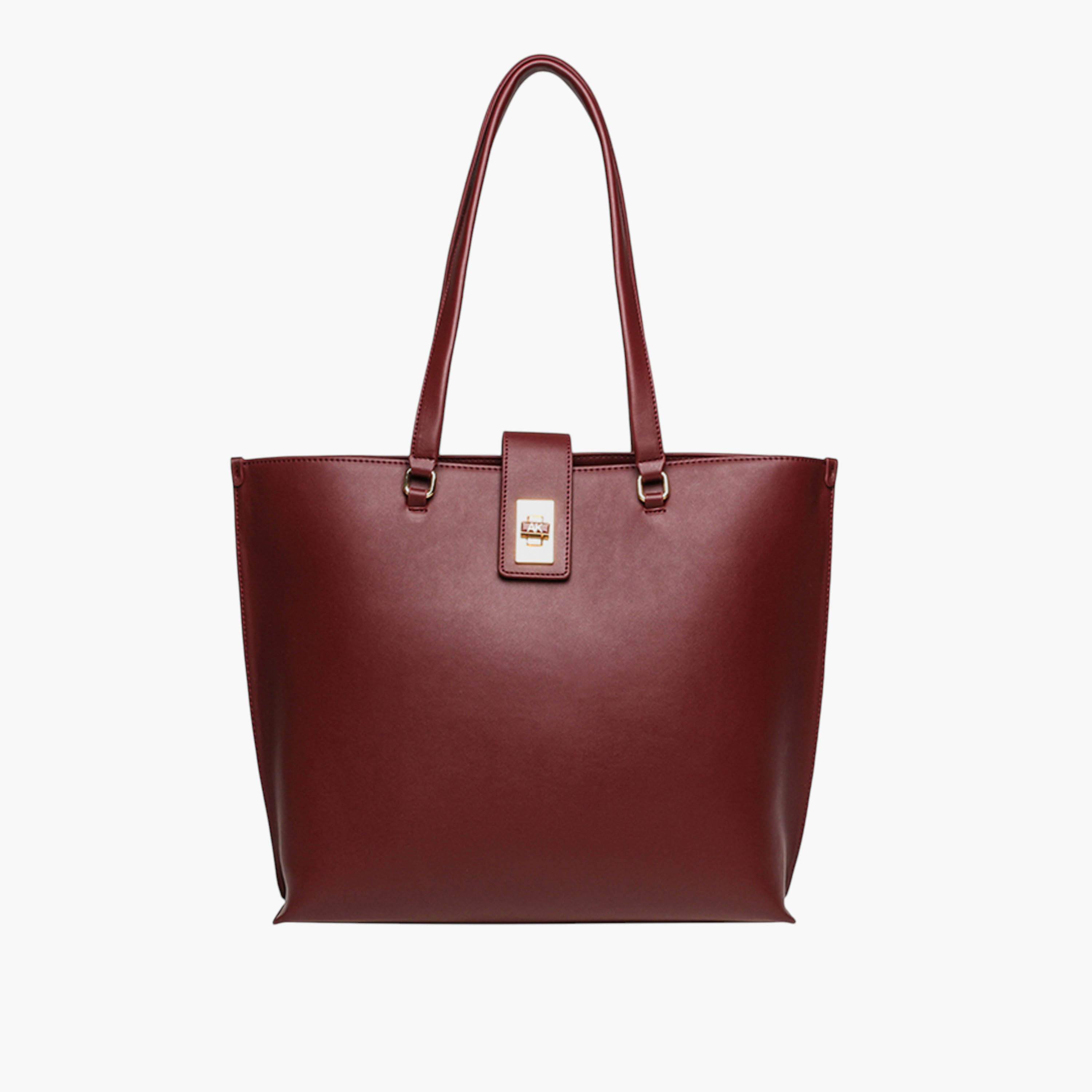 Anne Klein Solid Tote Bag with Twist Lock Closure and Double Handle-women-bagsandwallets-handbags-image-1