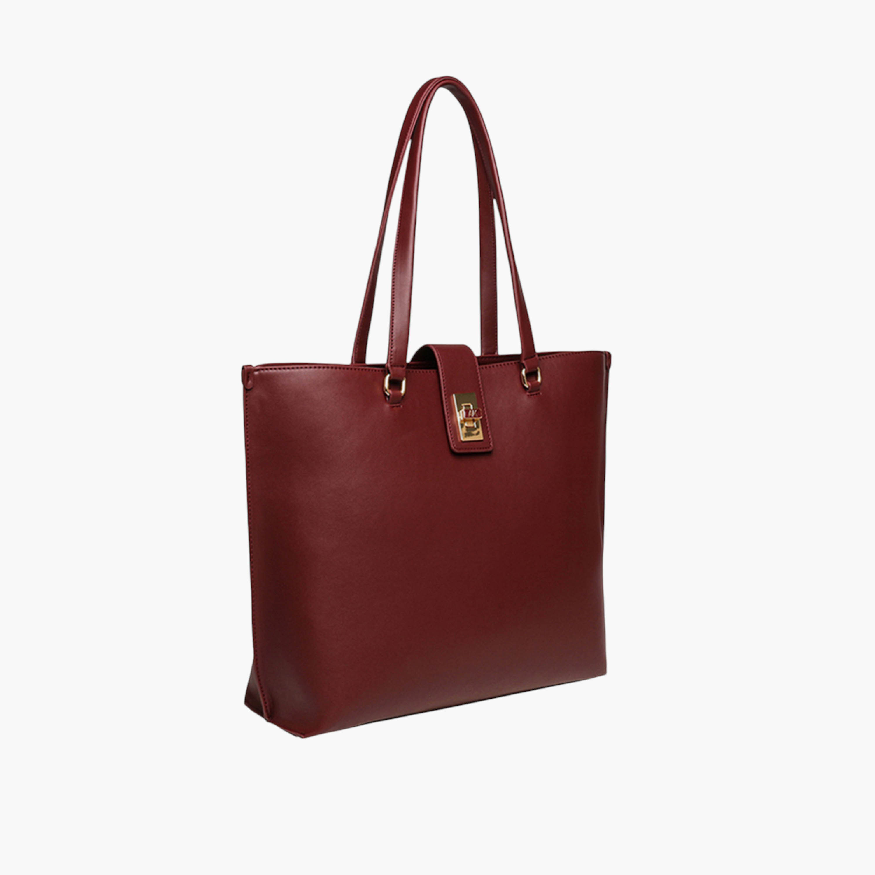 Anne Klein Solid Tote Bag with Twist Lock Closure and Double Handle-women-bagsandwallets-handbags-image-3