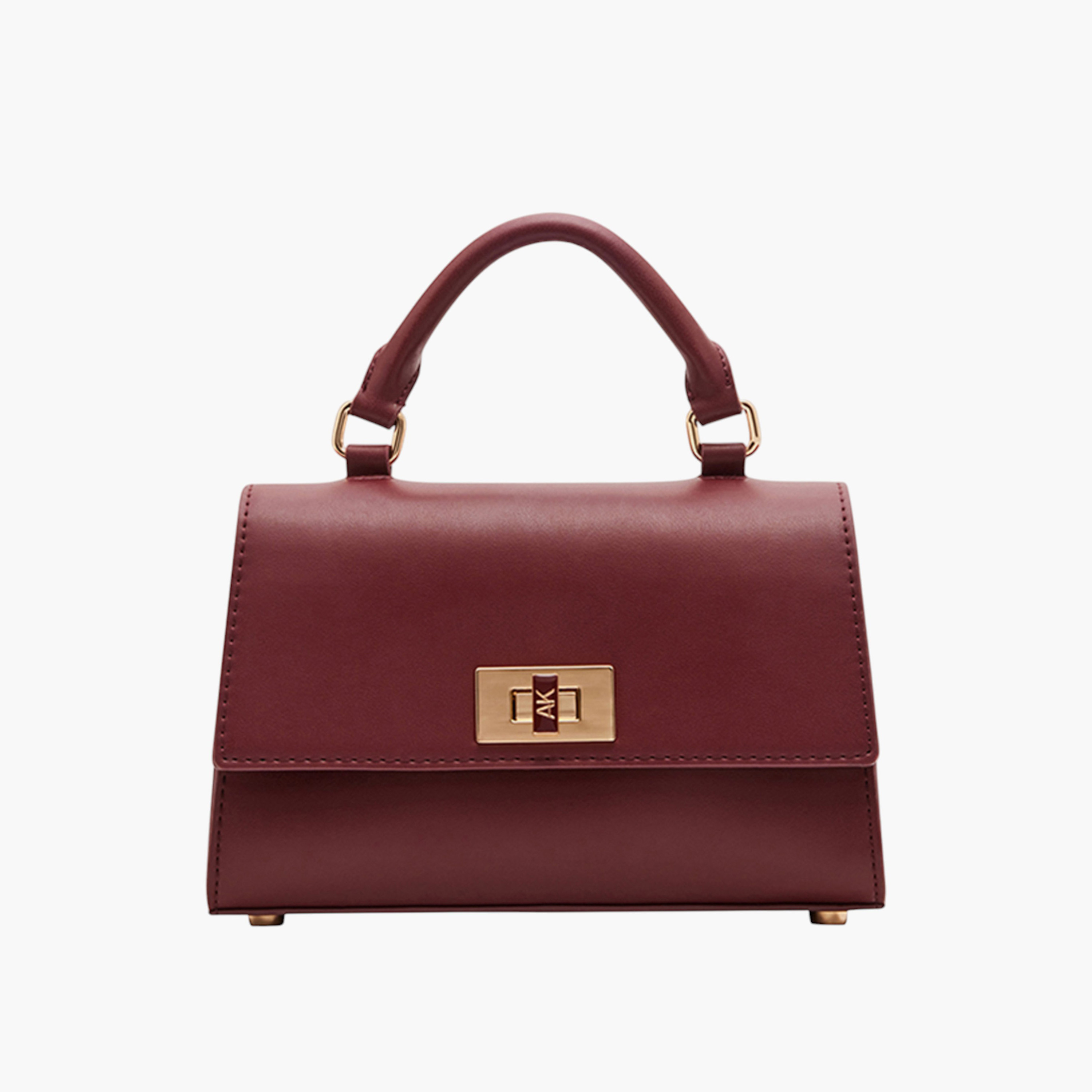 Anne Klein Solid Handbag with Twist Lock Closure and Top Handle-women-bagsandwallets-handbags-image-1