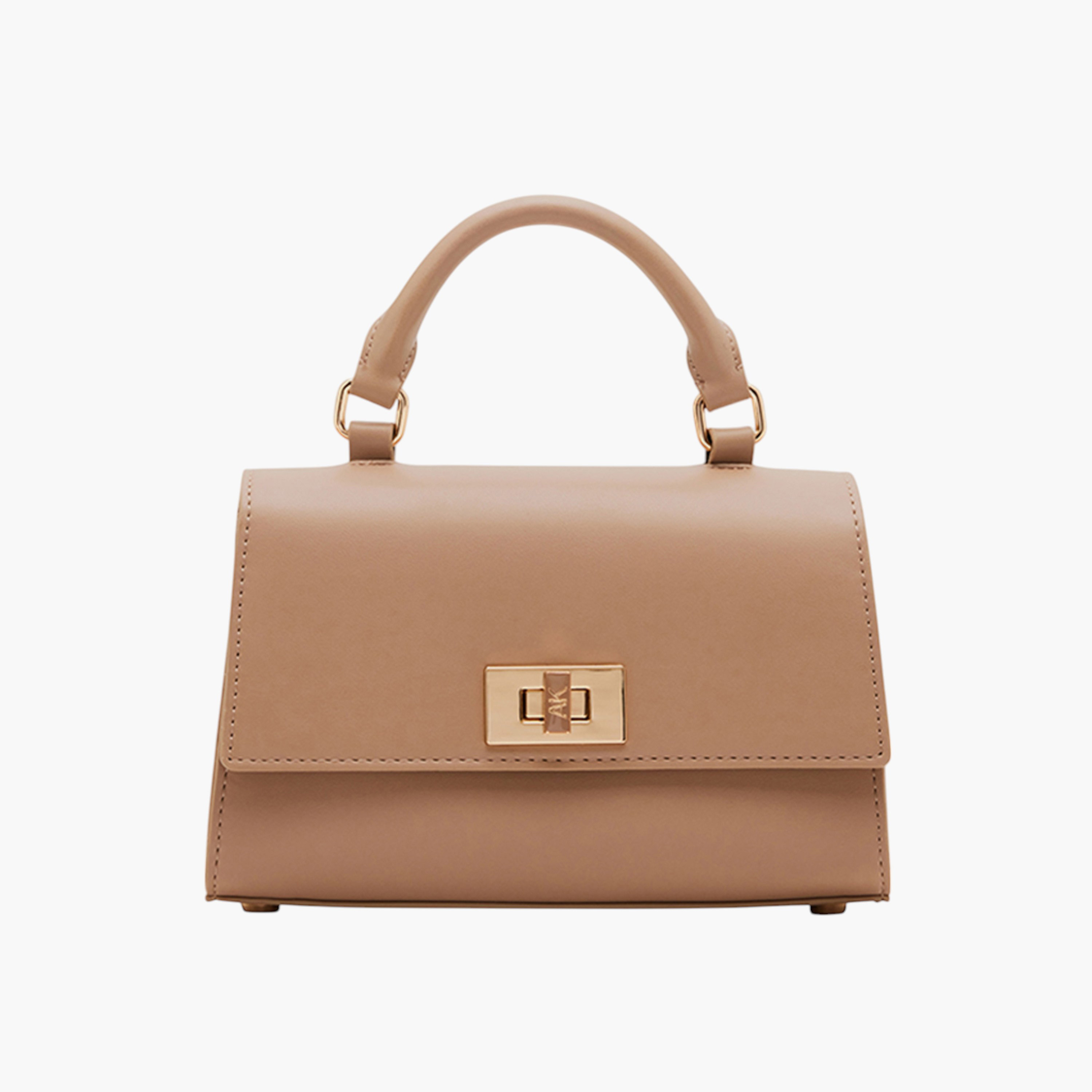 Anne Klein Solid Handbag with Twist Lock Closure and Top Handle-women-bagsandwallets-handbags-image-1