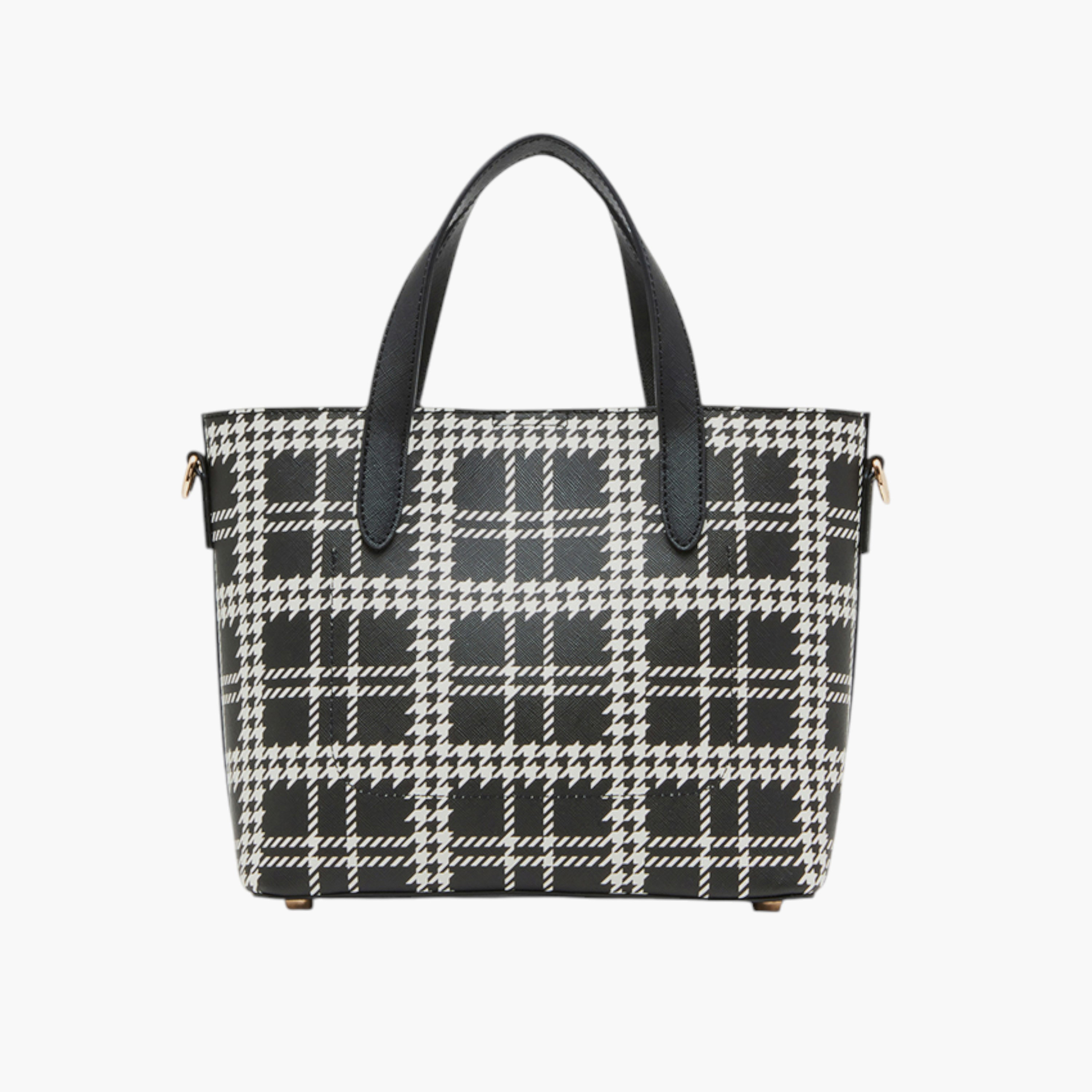 Anne Klein Houndstooth Print Tote Bag with Double Handle and Button Closure-women-bagsandwallets-handbags-image-2